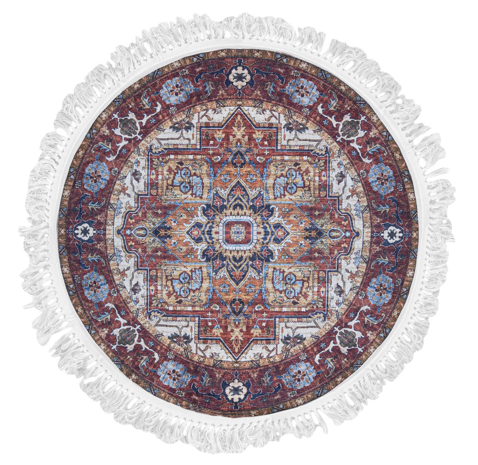 Tapis traditionnel rond ANKARA Y_294 IMPRIMÉ - vintage, rouge