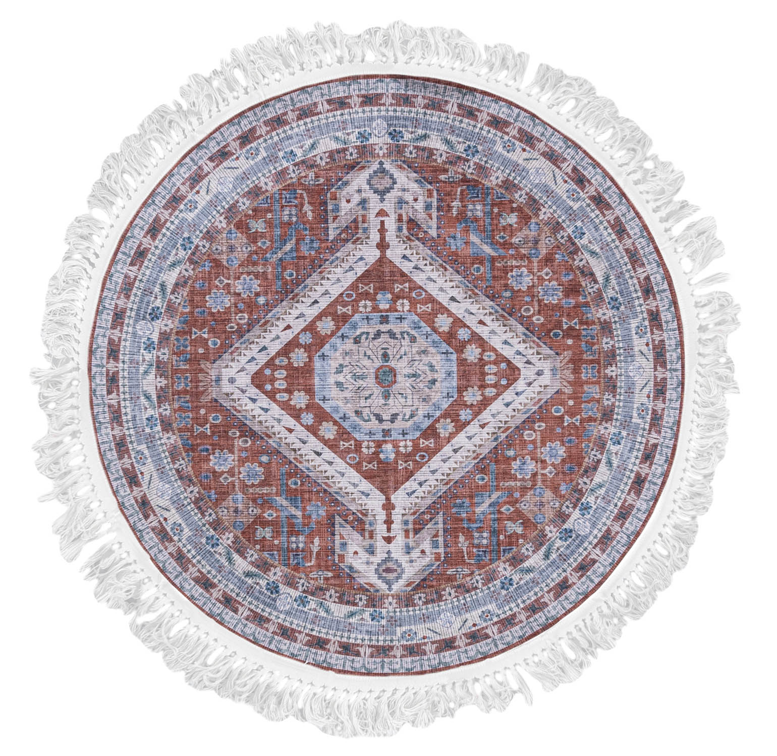 Moquette traditionnelle ronde ANKARA CLF_22 IMPRIMÉE - vintage, rouge