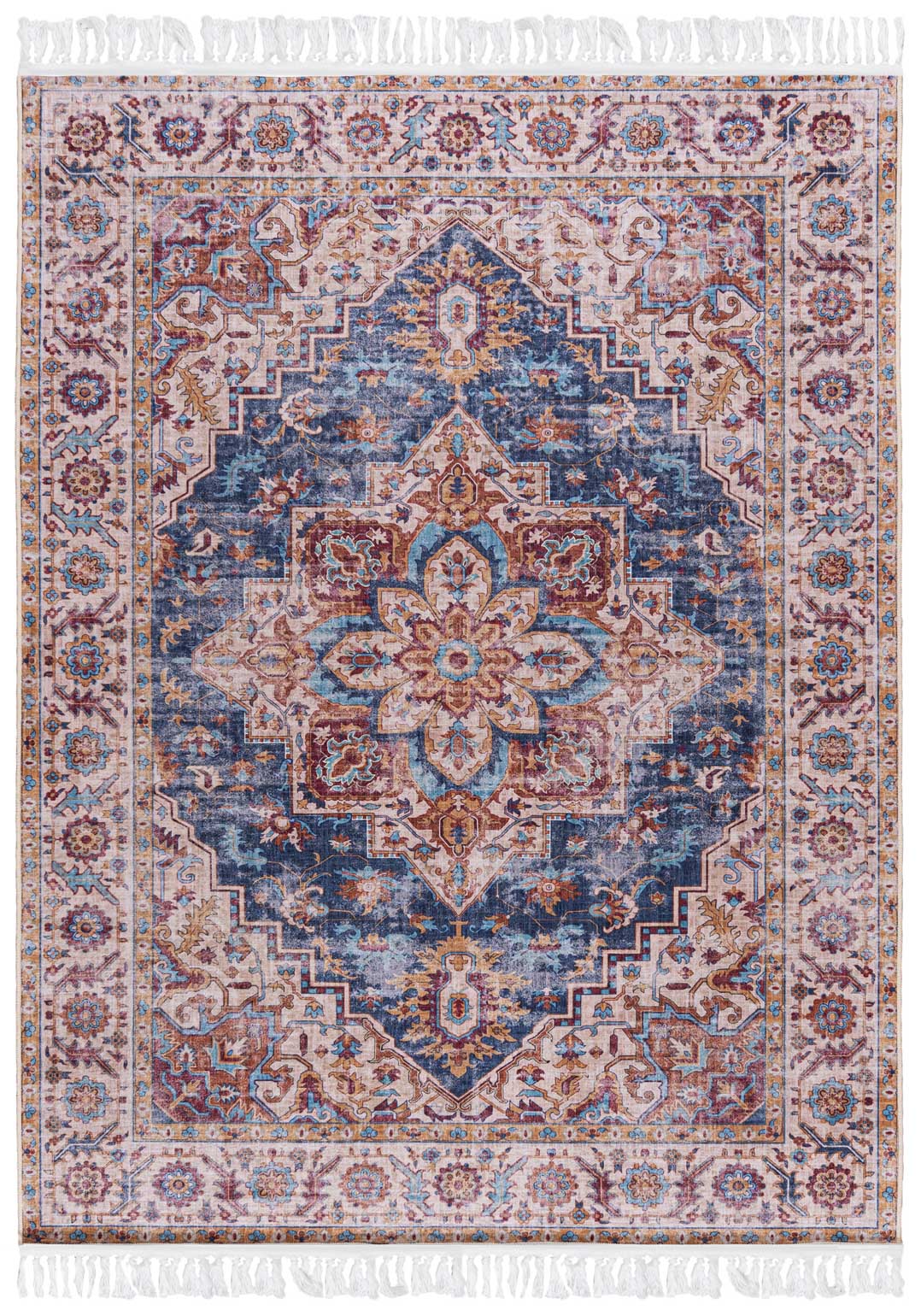 Moquette traditionnelle ANKARA Y_169A IMPRIMÉE - vintage, beige, crème, bleu
