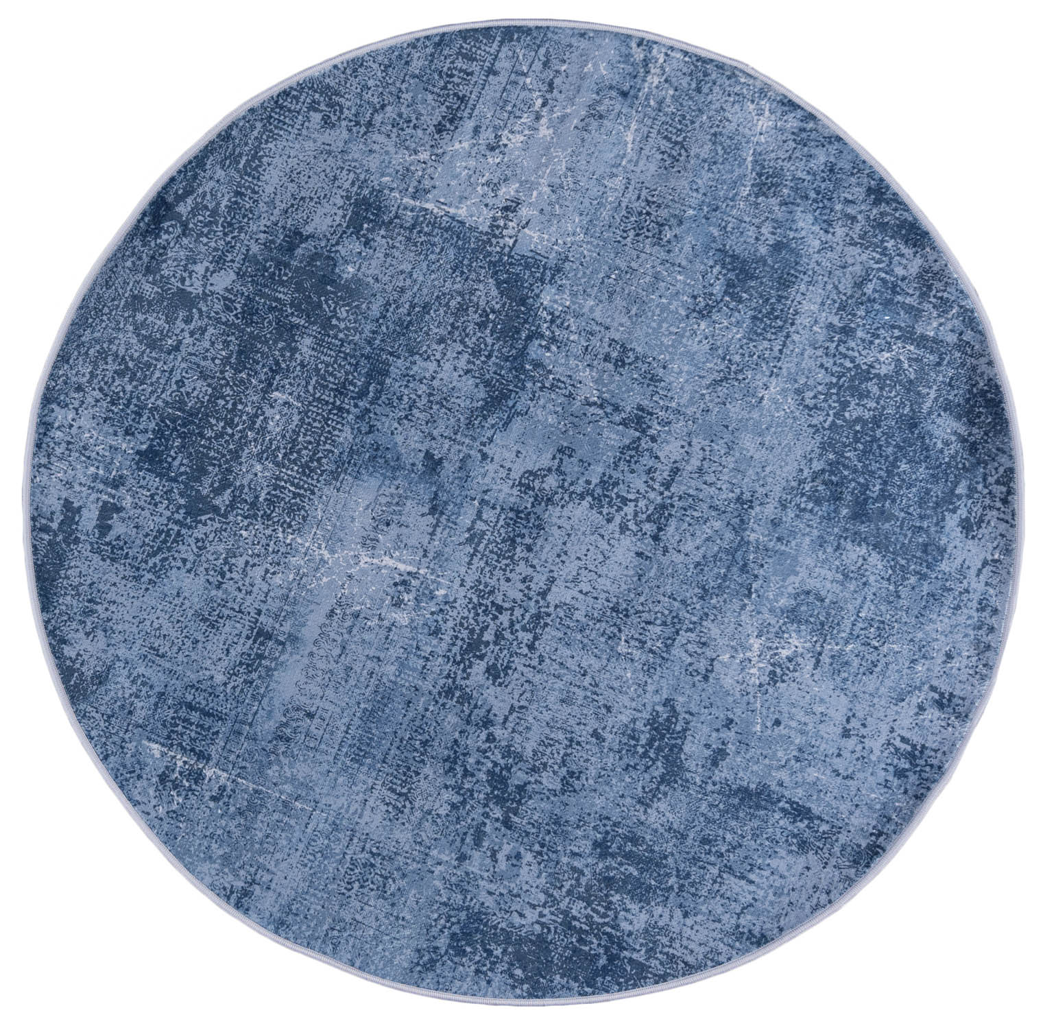 Moquette moderne ronde HUDSON uni PRINTED - abstrait, bleu