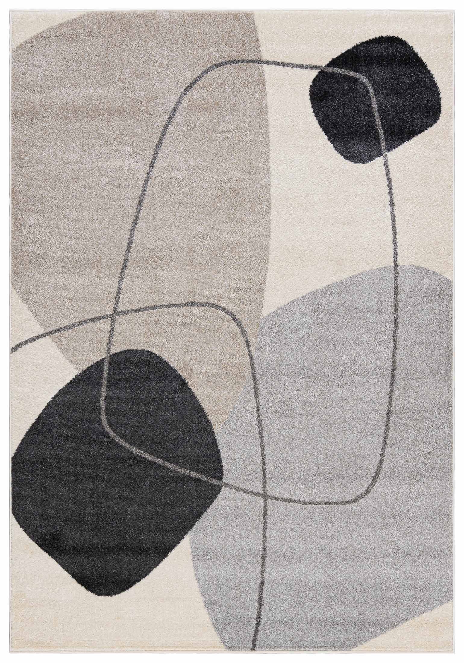 LUCY Tapis rond moderne NP26A CREAM - géométrique, beige, graphite, crème, gris