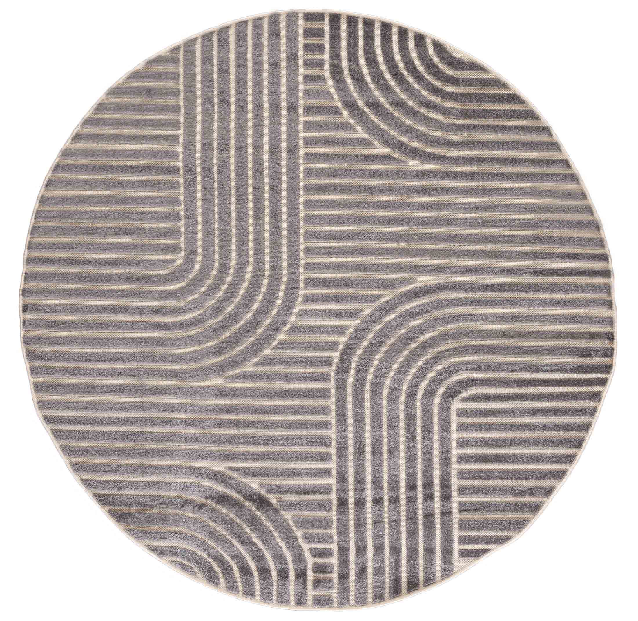 Tapis rond moderne MADISON NM72C CREAM, imperméable, sur la terrasse, le balcon