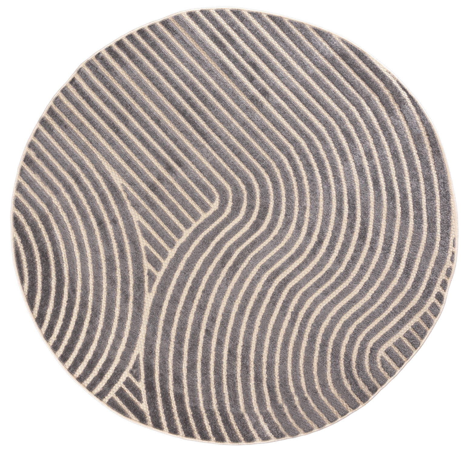 Tapis rond moderne MADISON NM74B CREAM, imperméable, sur la terrasse, le balcon