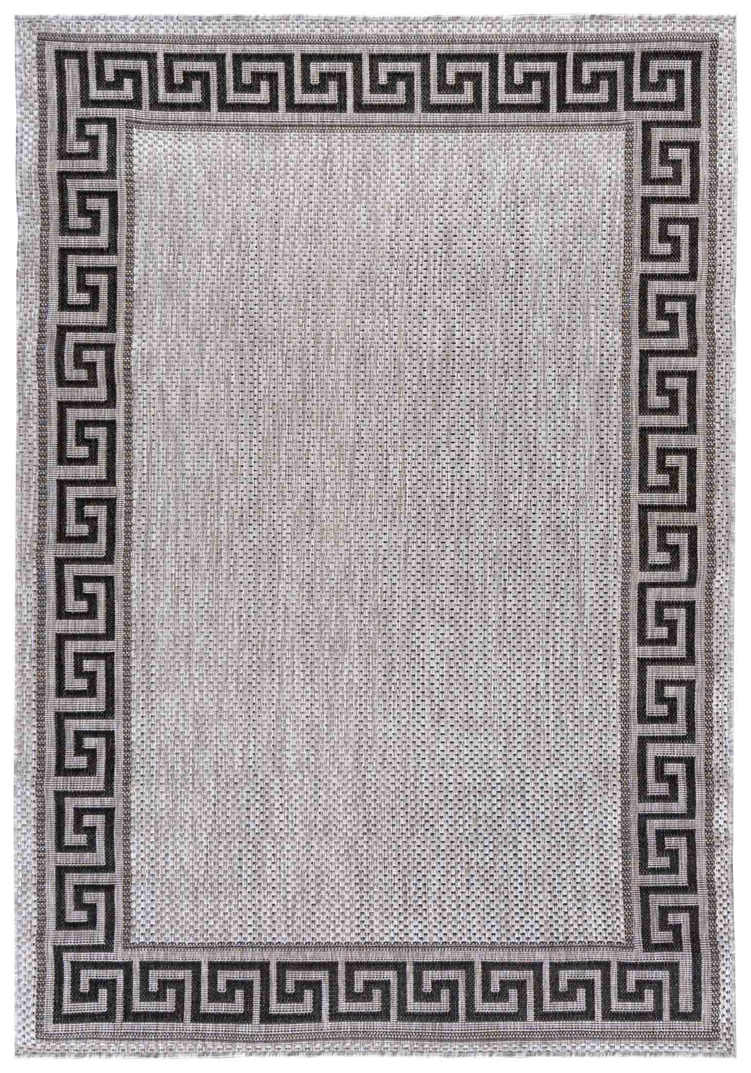 Tapis à cordon extérieur / intérieur plat MELISSA KF91A - moderne, clé grecque, graphite, gris