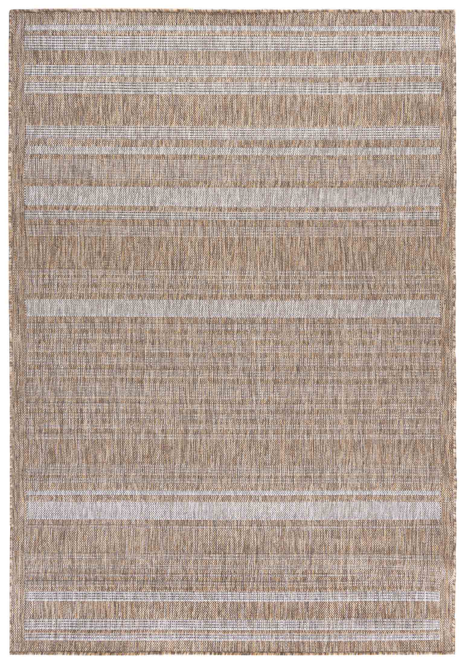 MELISSA KL69A Tapis rayé intérieur/extérieur plat MELISSA KL69A - moderne, rayures, beige, marron, crème