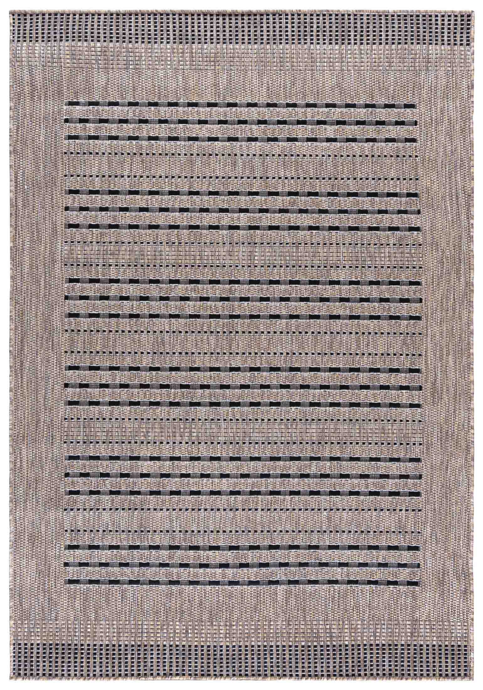 MELISSA KF84A Tapis profilé intérieur/extérieur - moderne, rayures, beige, marron, crème