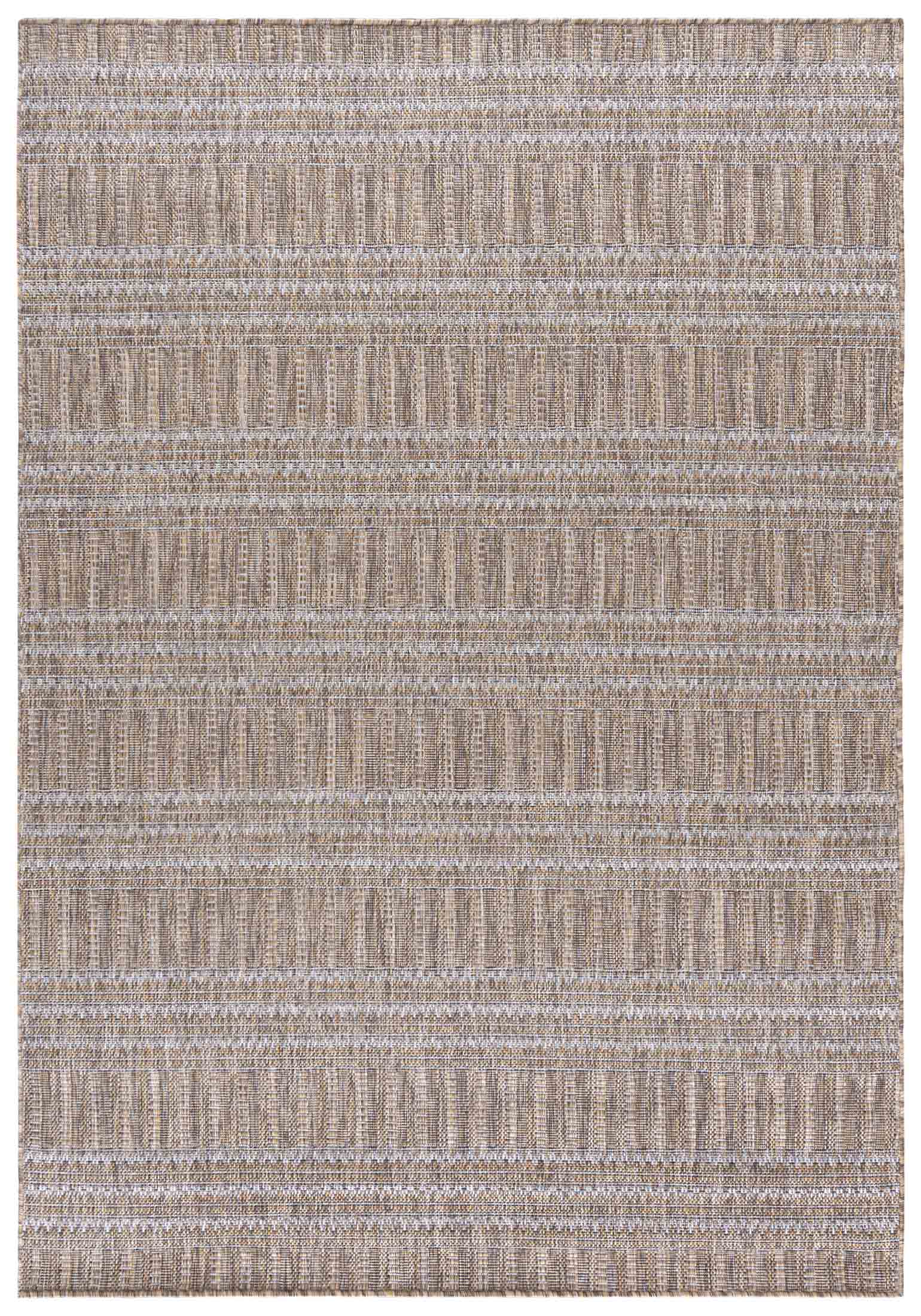 Tapis à cordon extérieur / intérieur plat MELISSA KF89A - moderne, rayures, beige, marron, crème