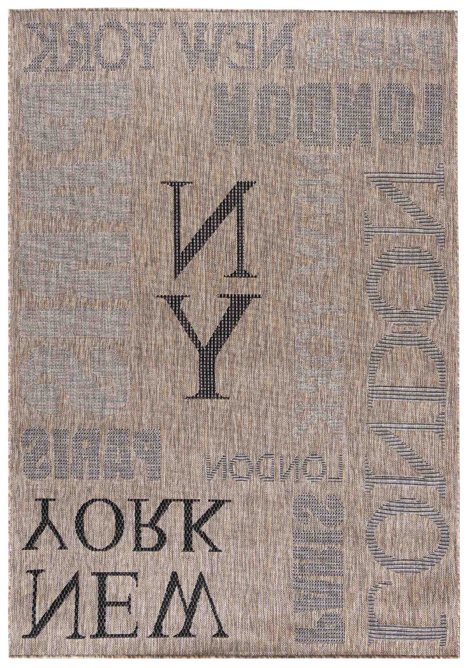 MELISSA KH79A Tapis rayé d'intérieur/extérieur - moderne, new york london, beige, marron, crème
