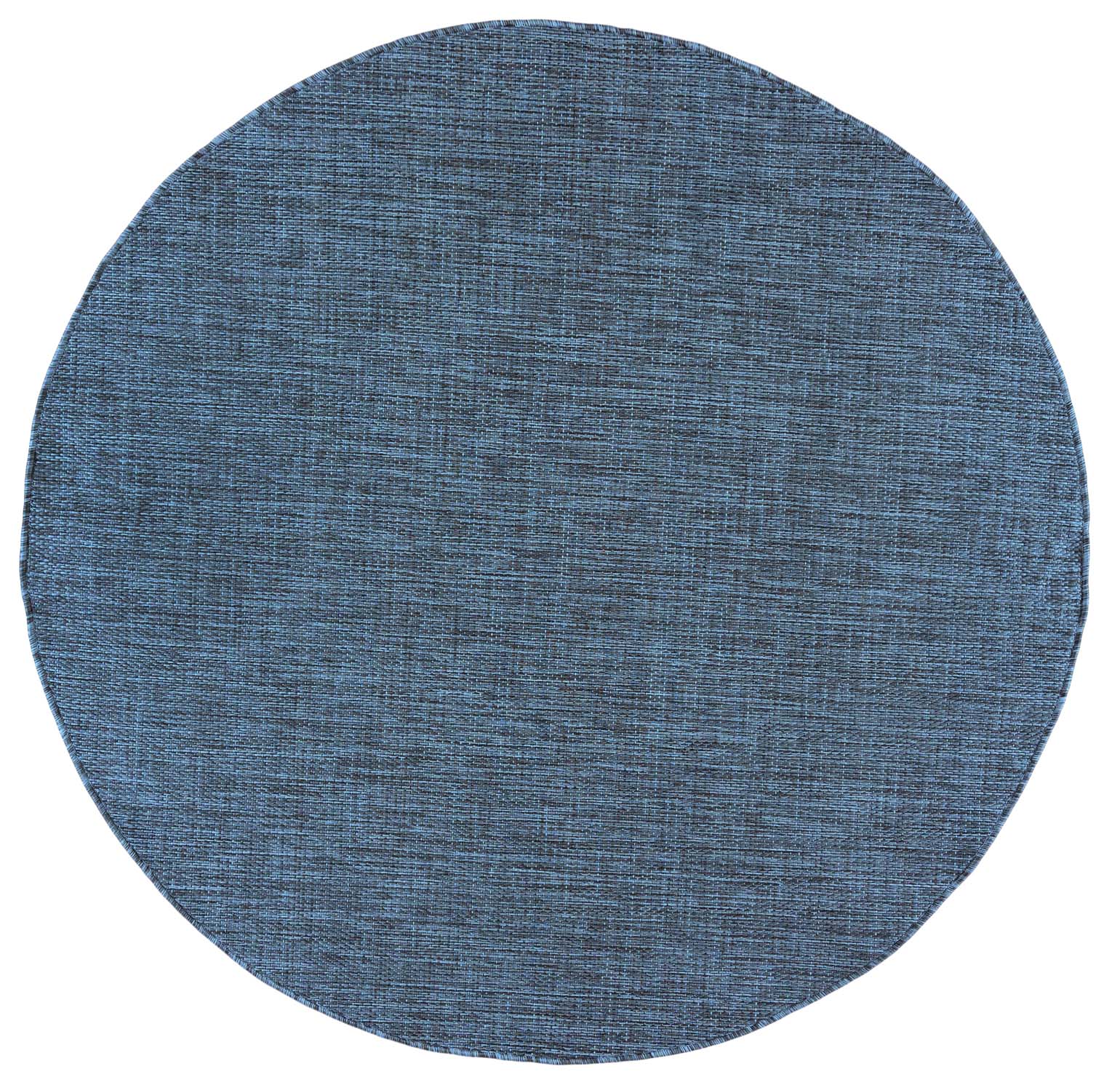 Tapis rond d'extérieur en camaïeu de bleu VERANDA 6365A, imperméable, sur la terrasse, le balcon