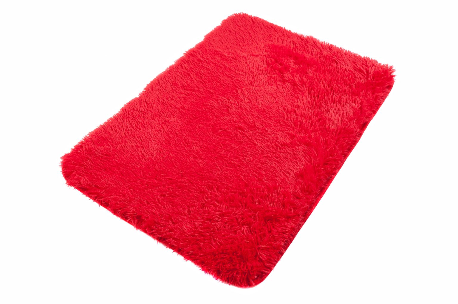 Tapis de salle de bain SILK SOLID RED - antidérapant, à poils longs, rouge