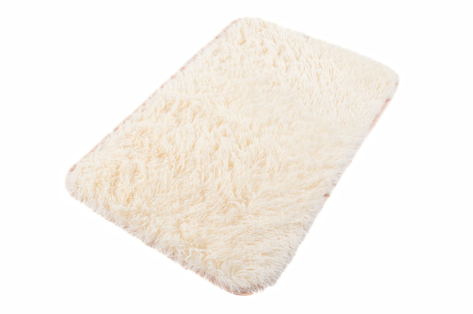 Tapis de salle de bain SILK SOLID CREAM - antidérapant, à poils longs, crème
