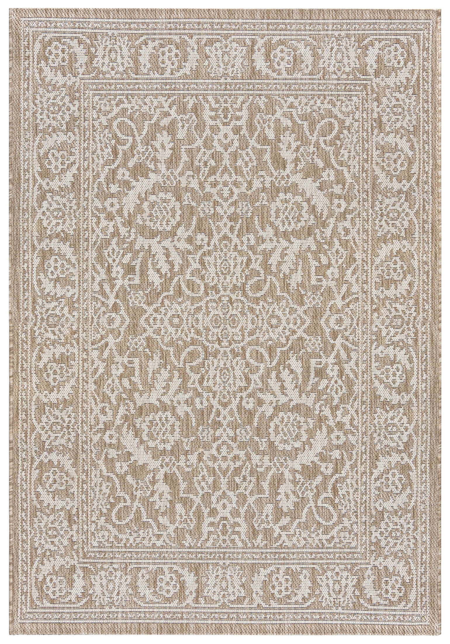 Tapis d'extérieur / d'intérieur, moderne - Enna Dune - beige, crème, imperméable, sur la terrasse, le balcon