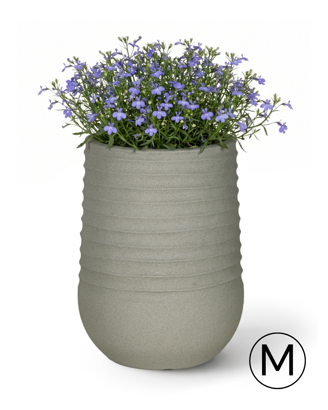 Pot rond de jardin / terrasse 39,5 cm x 39,5 cm x 51 cm - Costa M - pot en plastique, gris, mat, rainuré