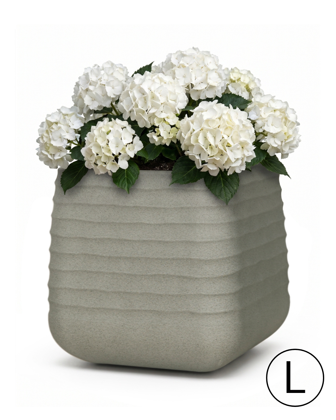 Pot carré de jardin / terrasse 41,5 cm x 41,5 cm x 49 cm - Erba L - gris, mat, rainuré