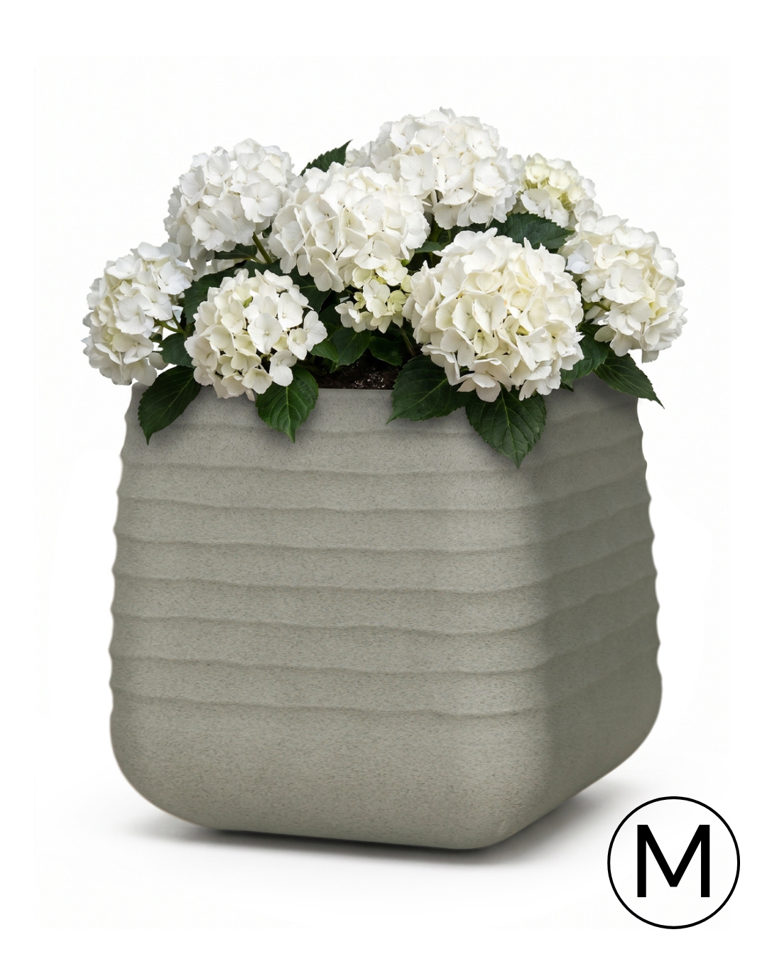 Pot carré de jardin / terrasse 38,5 cm x 38,5 cm x 37 cm - Erba M - gris, mat, rainuré