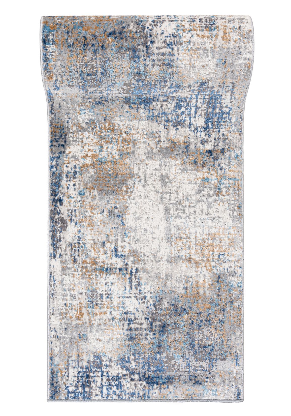 tapis de couloir Au mètre PORTLAND G512B BLANC DOUBLE BLEU - moderne, abstrait, beige, graphite, crème, bleu, gris