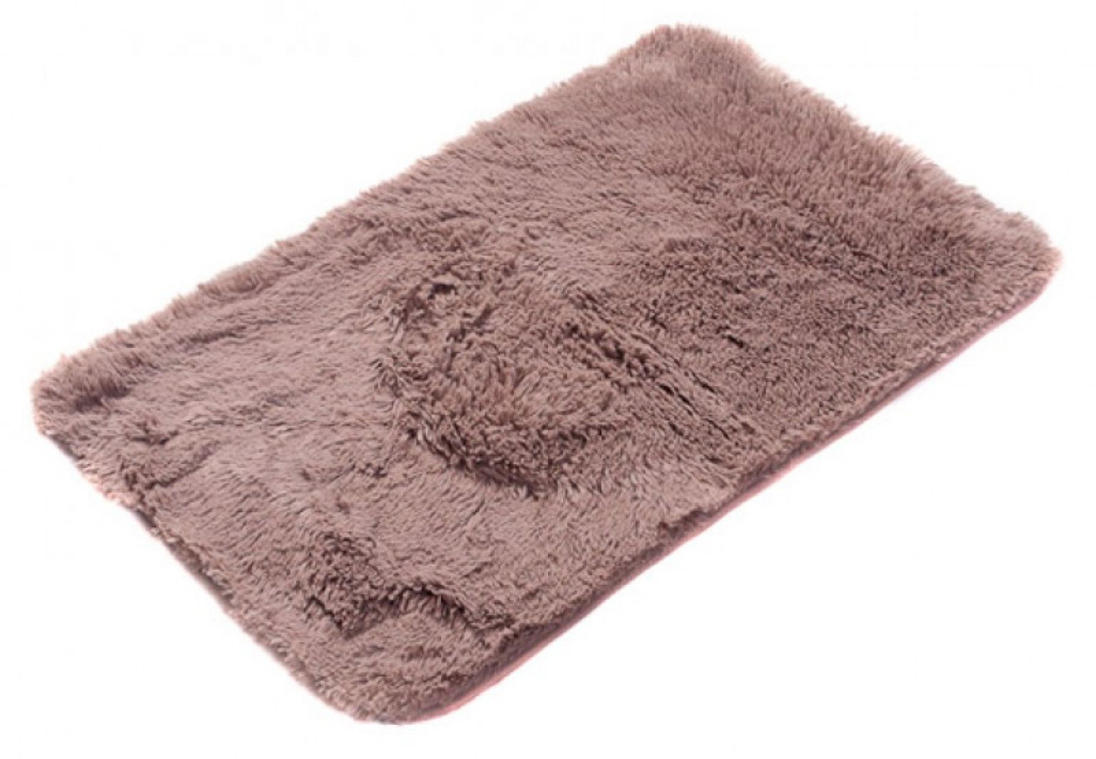 Tapis de salle de bain SILK SOLID BROWN - antidérapant, à poils longs, marron