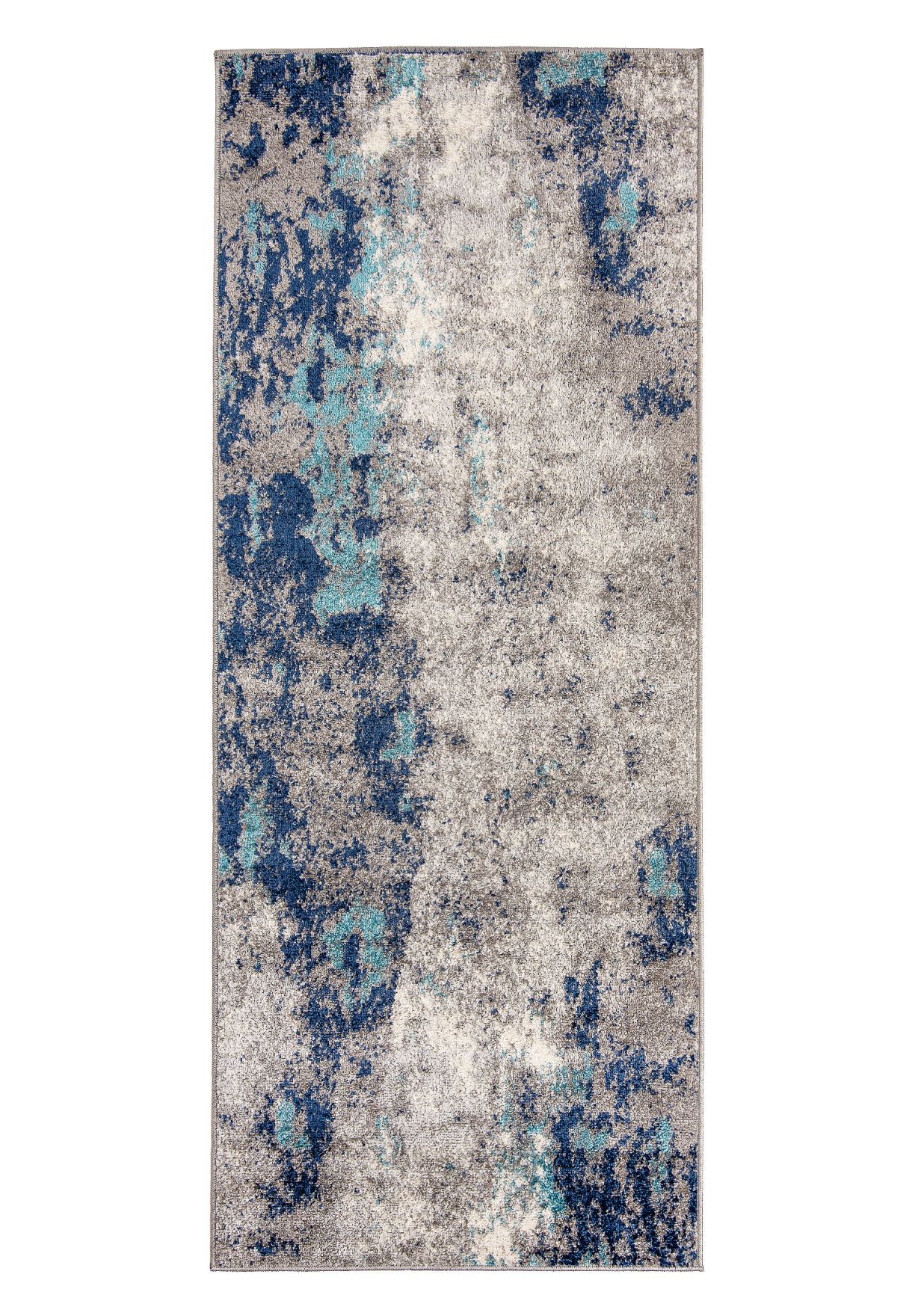 Tapis de couloir et de cuisine moderne SPRING H172A DARK BLUE - bleu, gris