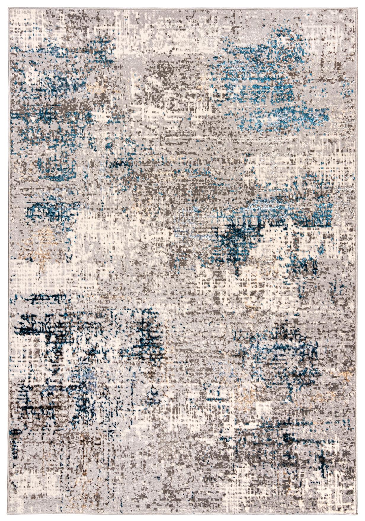 Tapis abstrait moderne à deux couches LAKE I161A BLEU GRIS - gris, bleu