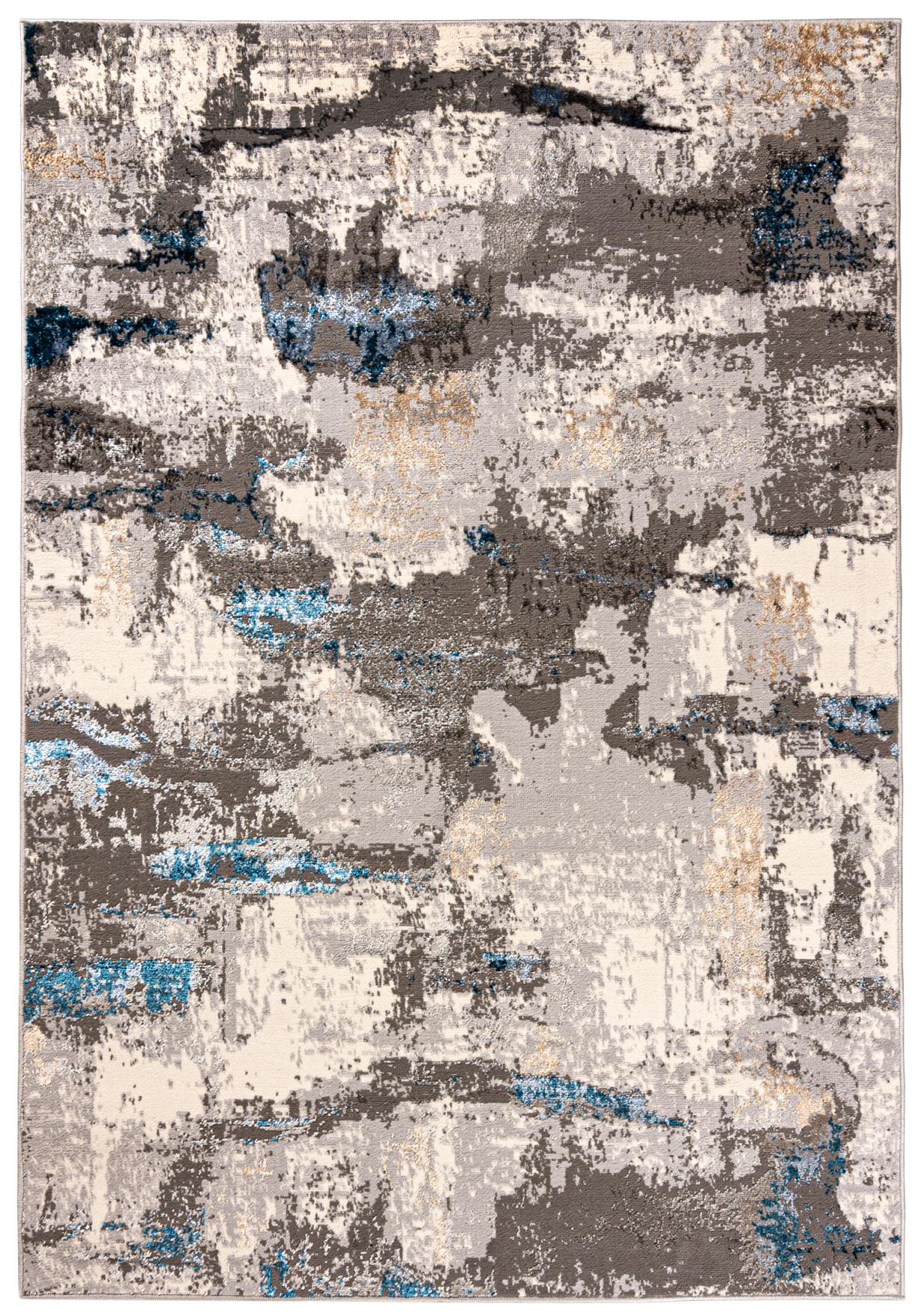 Tapis abstrait moderne à deux couches LAKE I187A GRAYBLUE - gris, bleu