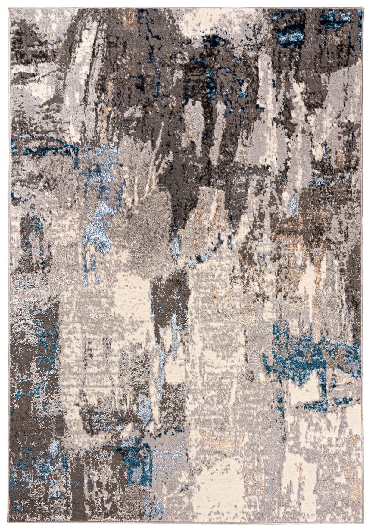 Tapis abstrait moderne LAKE à deux couches I188A BLEU GRIS - gris, bleu