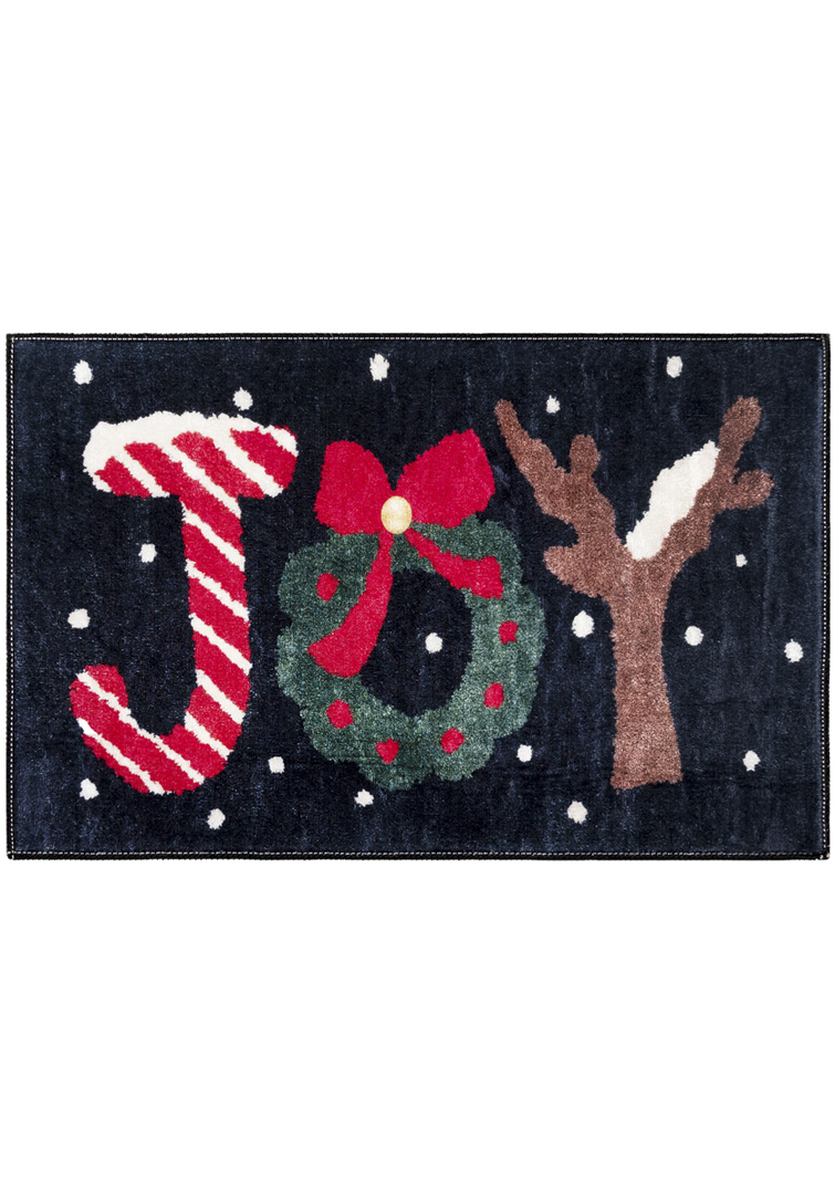 Tapis arbre de Noël - paillasson XMAS SNOW, noir