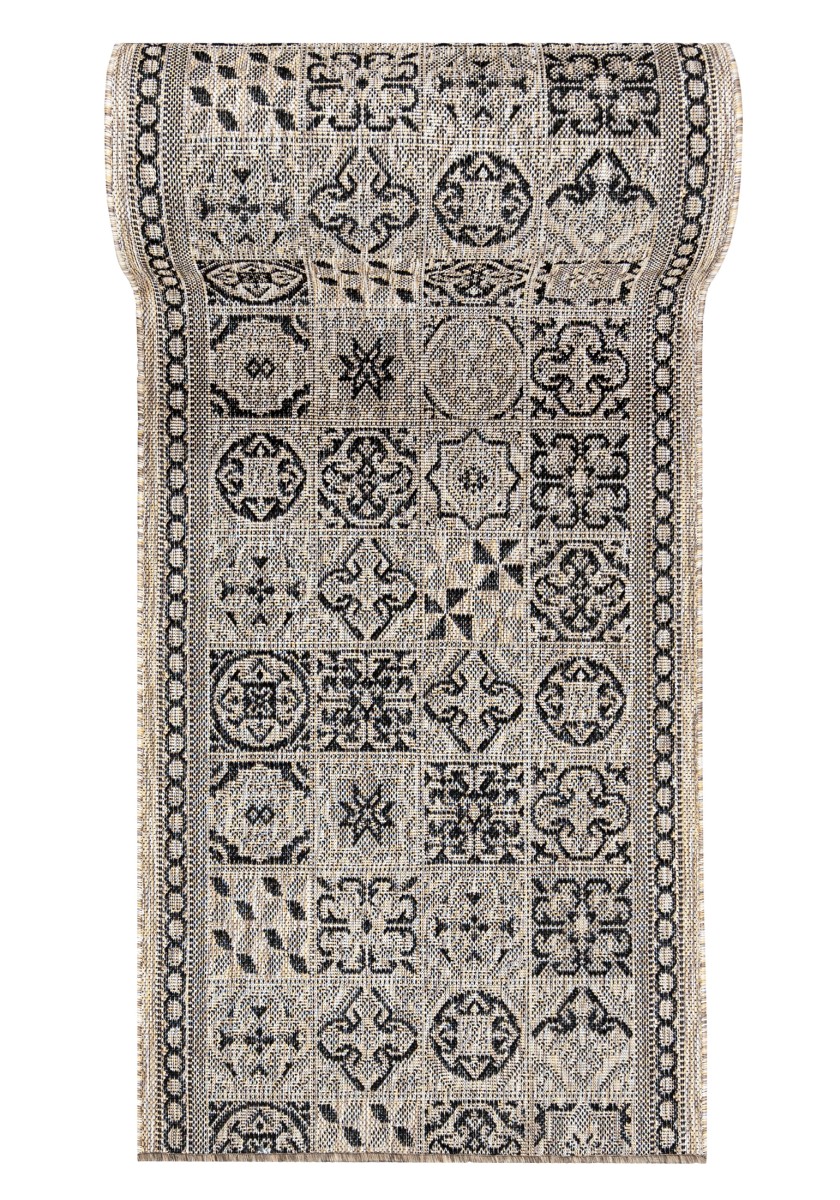 Tapis de cuisine en cordage MELISSA KF87A marron - moderne, patchwork, beige, crème