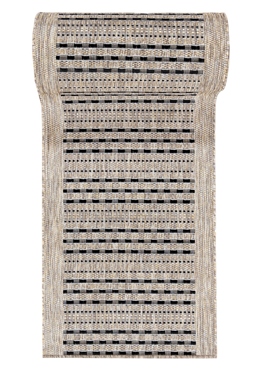 tapis de couloir en corde pour cuisine MELISSA KF84A marron - moderne, rayures, beige, crème