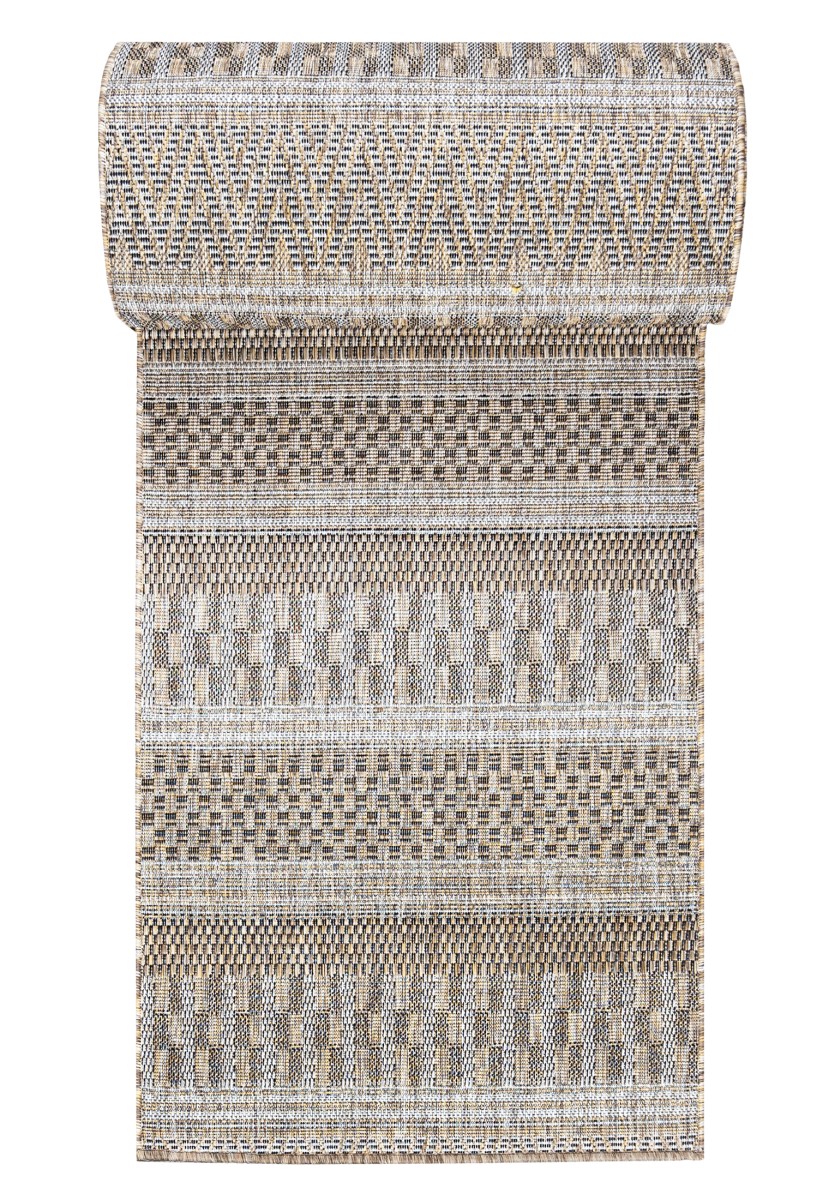 tapis de couloir en corde pour cuisine MELISSA KF85A marron - moderne, rayures, beige, crème