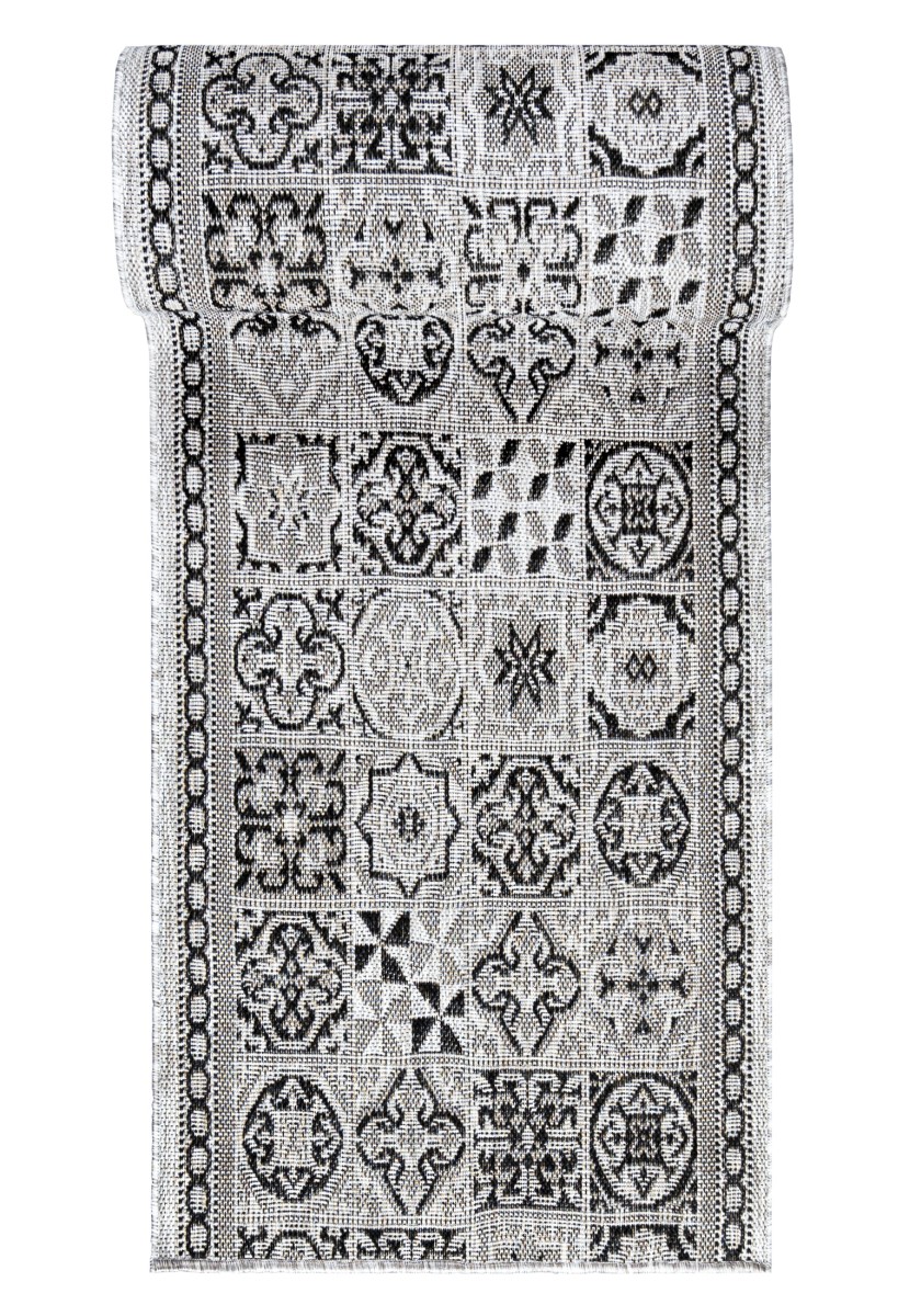 Tapis de cuisine en cordage MELISSA KF87A gris - moderne, patchwork, graphite, gris