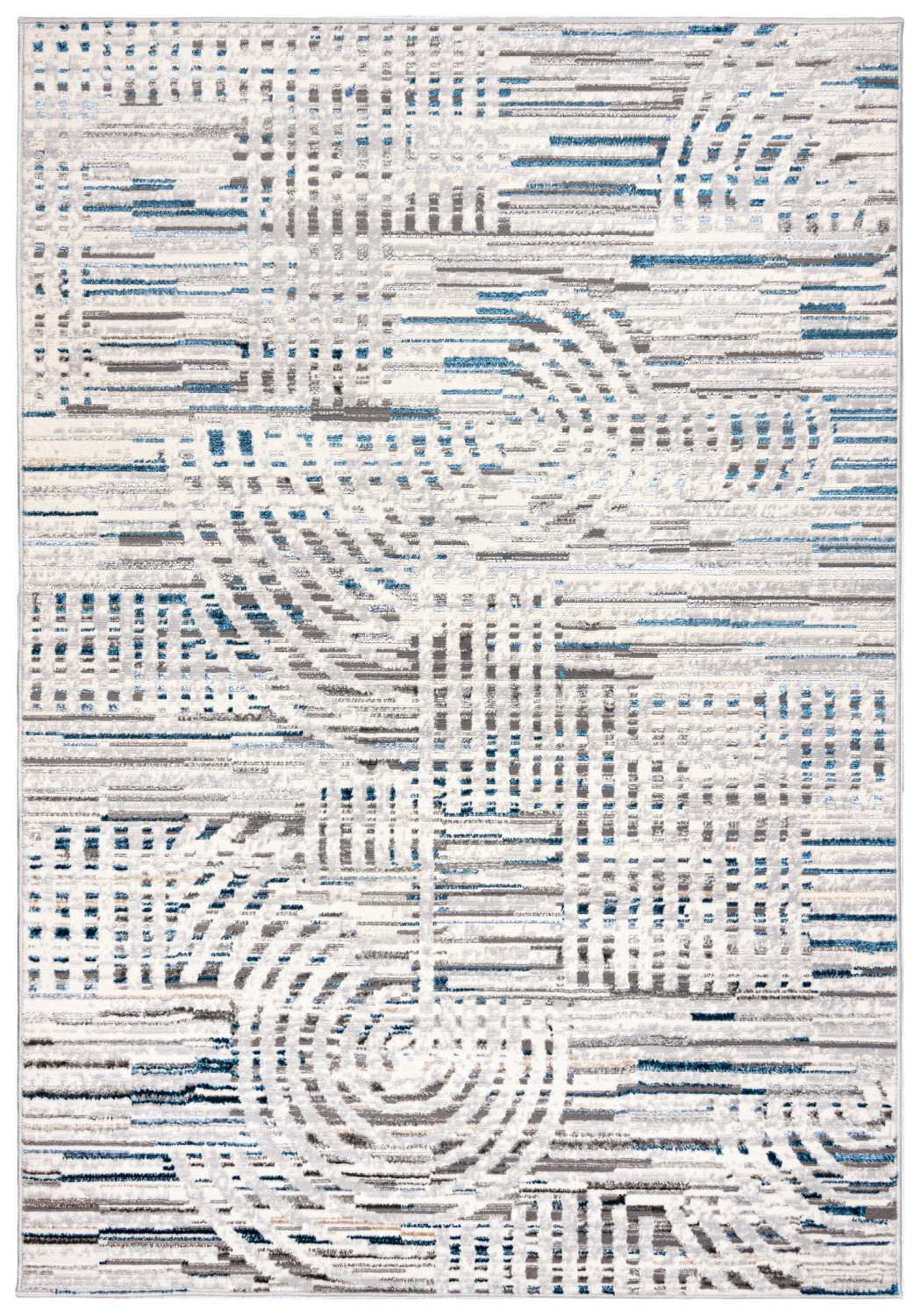 Tapis géométrique moderne LAKE à deux couches I174A BLEU GRIS