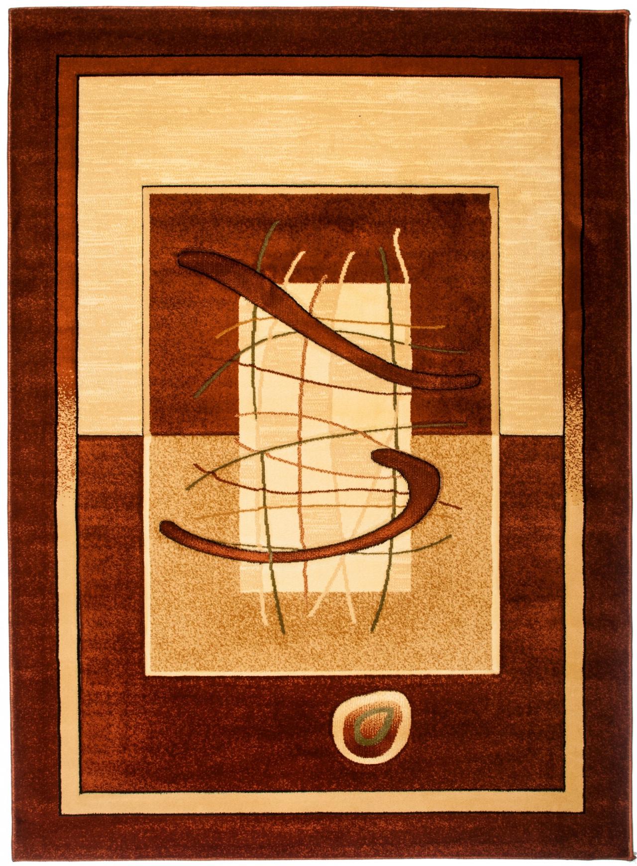 Tapis géométrique moderne Antogya, Frame 5118A BROWN - brun