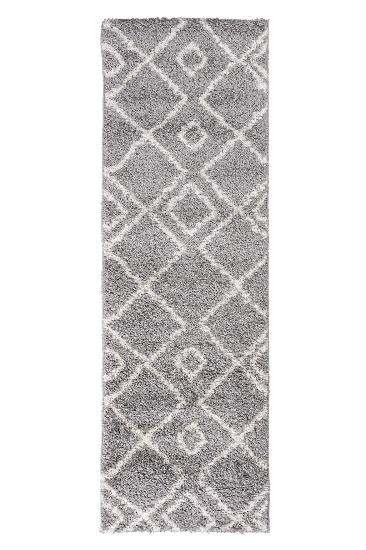 tapis de couloir poil long Boho DELHI 4003A - gris