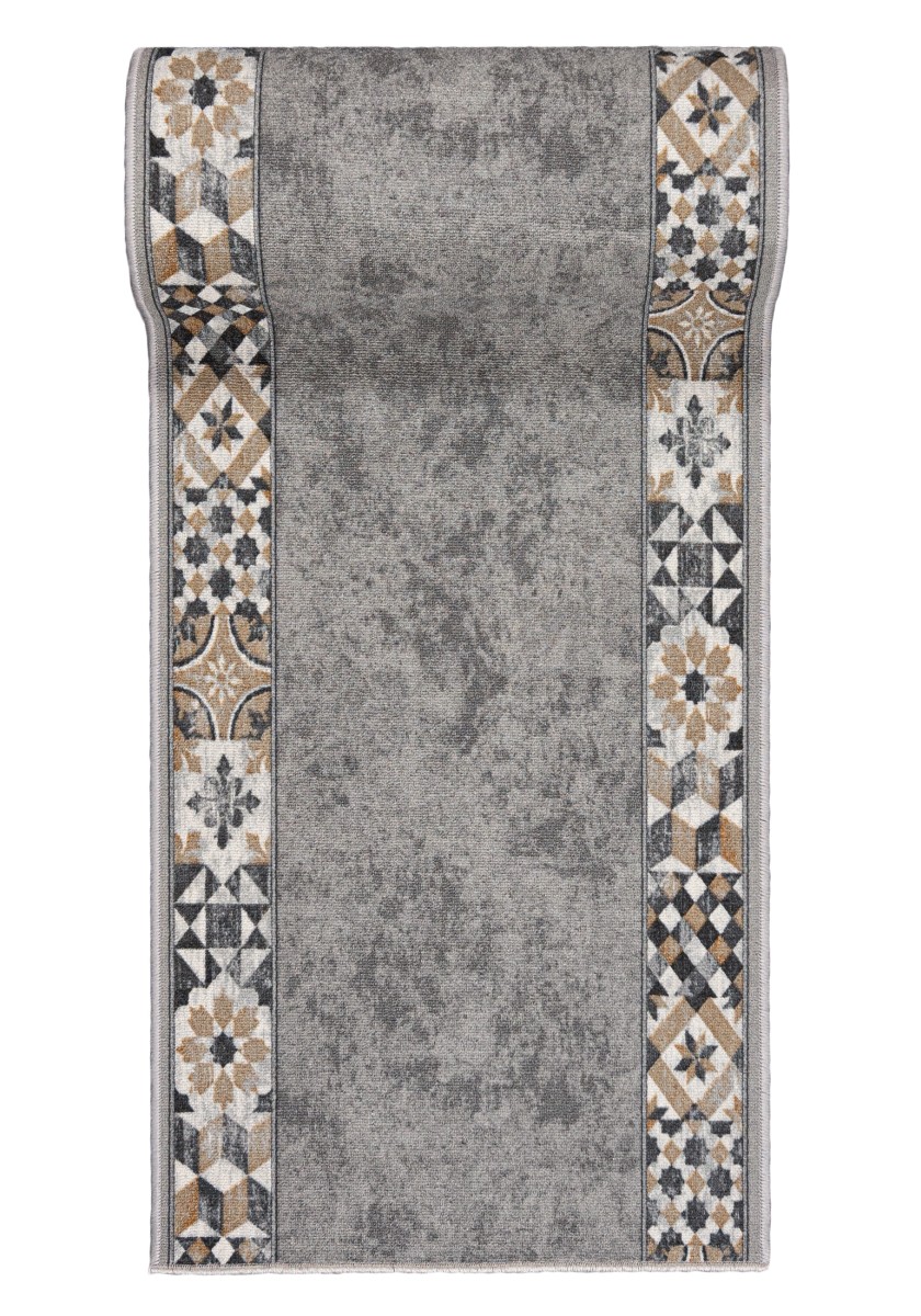 tapis de couloir avec dessous caoutchouté MURCIA MARBLE - cadre, rétro, graphite, gris