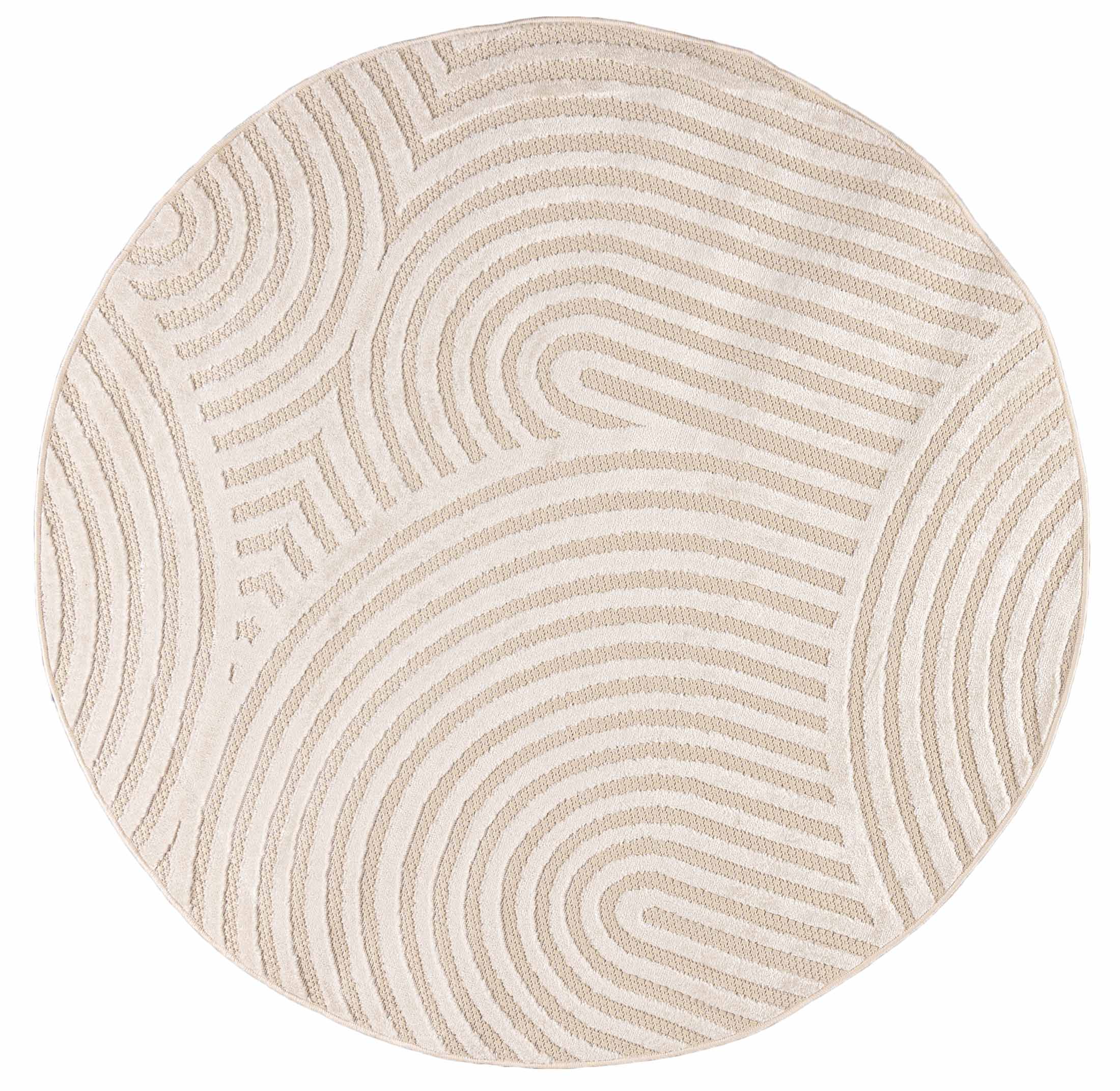 Tapis rond moderne MADISON NJ85C CREAM, imperméable, sur la terrasse, le balcon