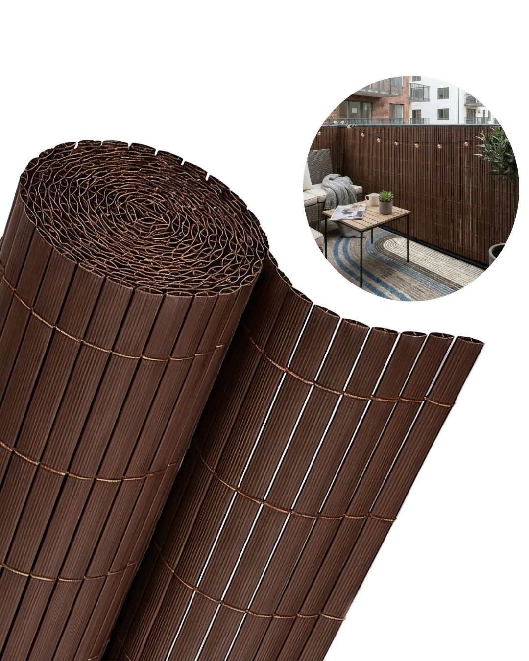 Brise-vue balcon de jardin, Brise-vue terrasse PVC - Aperto Marrone - marron, moderne, rainurée