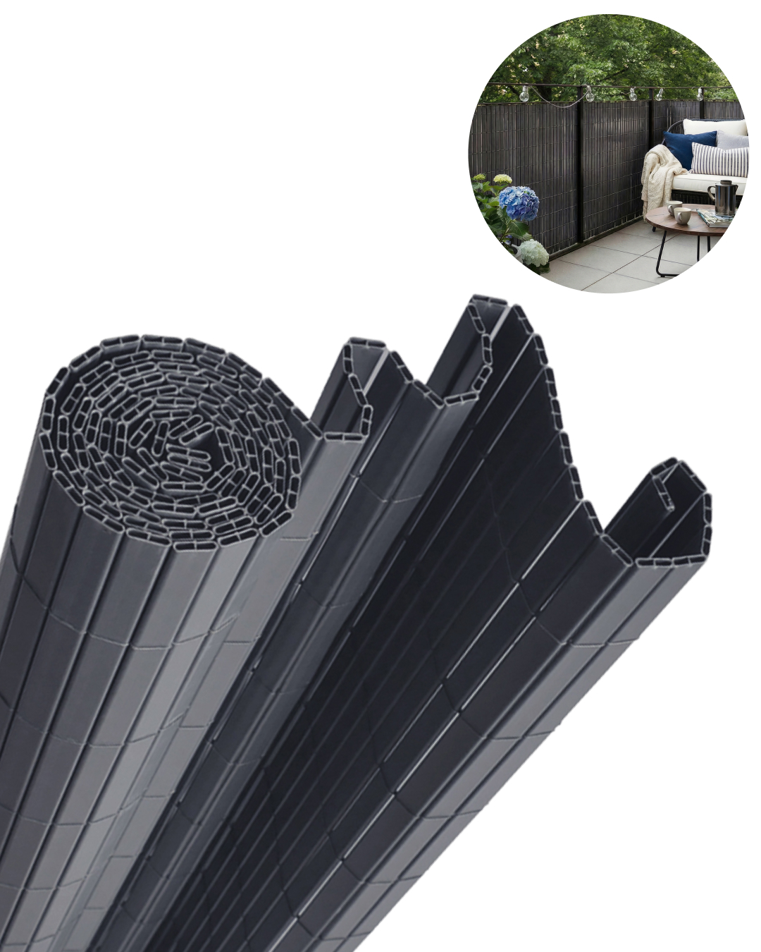 Brise-vue balcon de jardin, Brise-vue terrasse PVC - Lento Antracite - anthracite, moderne