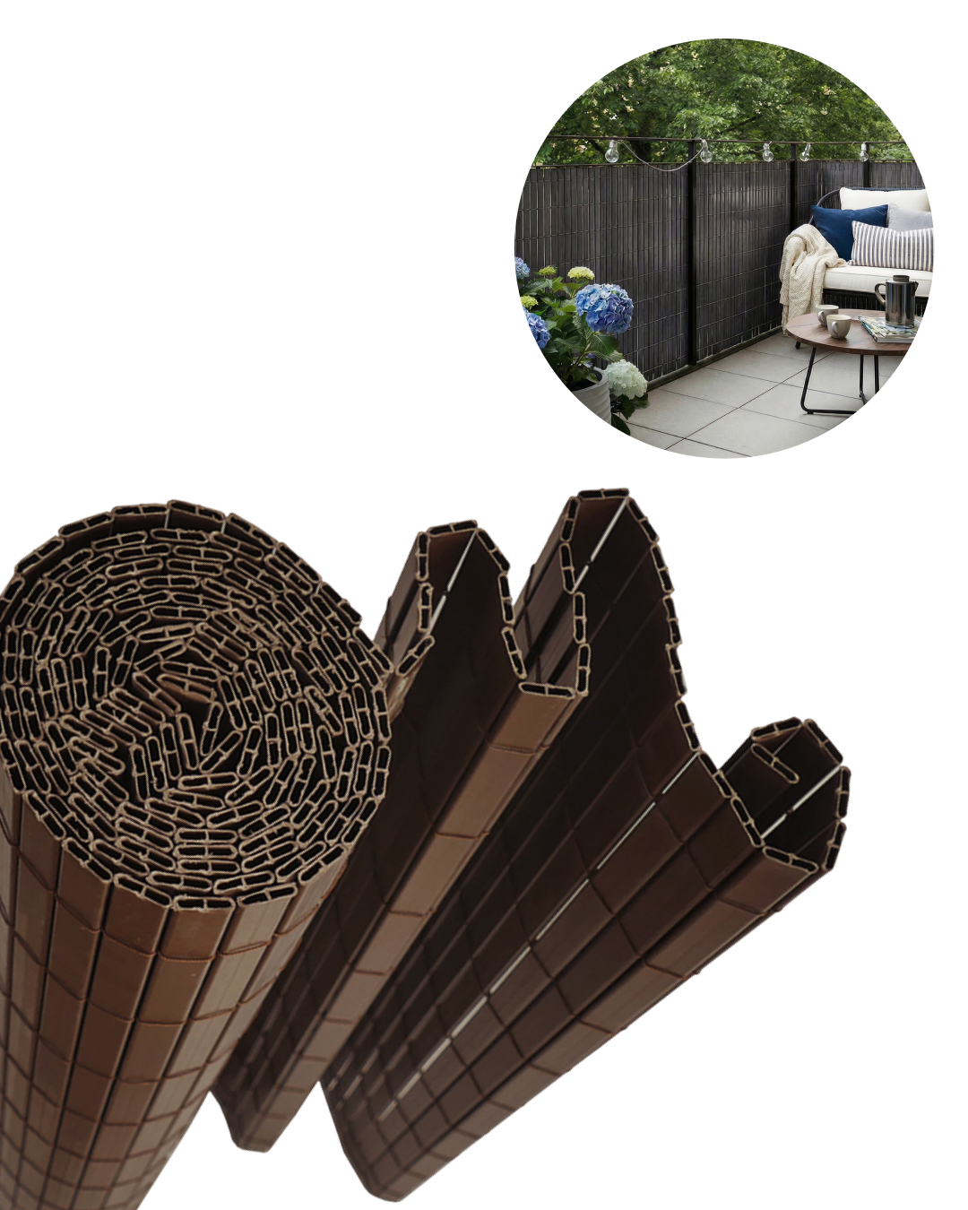 Brise-vue balcon de jardin, Brise-vue terrasse PVC - Lento Marrone - marron, moderne