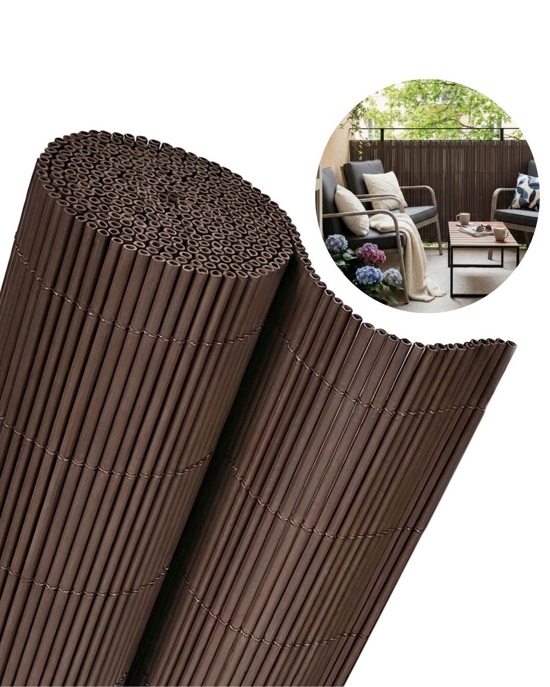 Brise-vue balcon de jardin, Brise-vue jardin en PVC / natte imitation bambou - Tubo Marrone - marron, moderne / natte imitation bambou - Tubo Marrone - marron, moderne