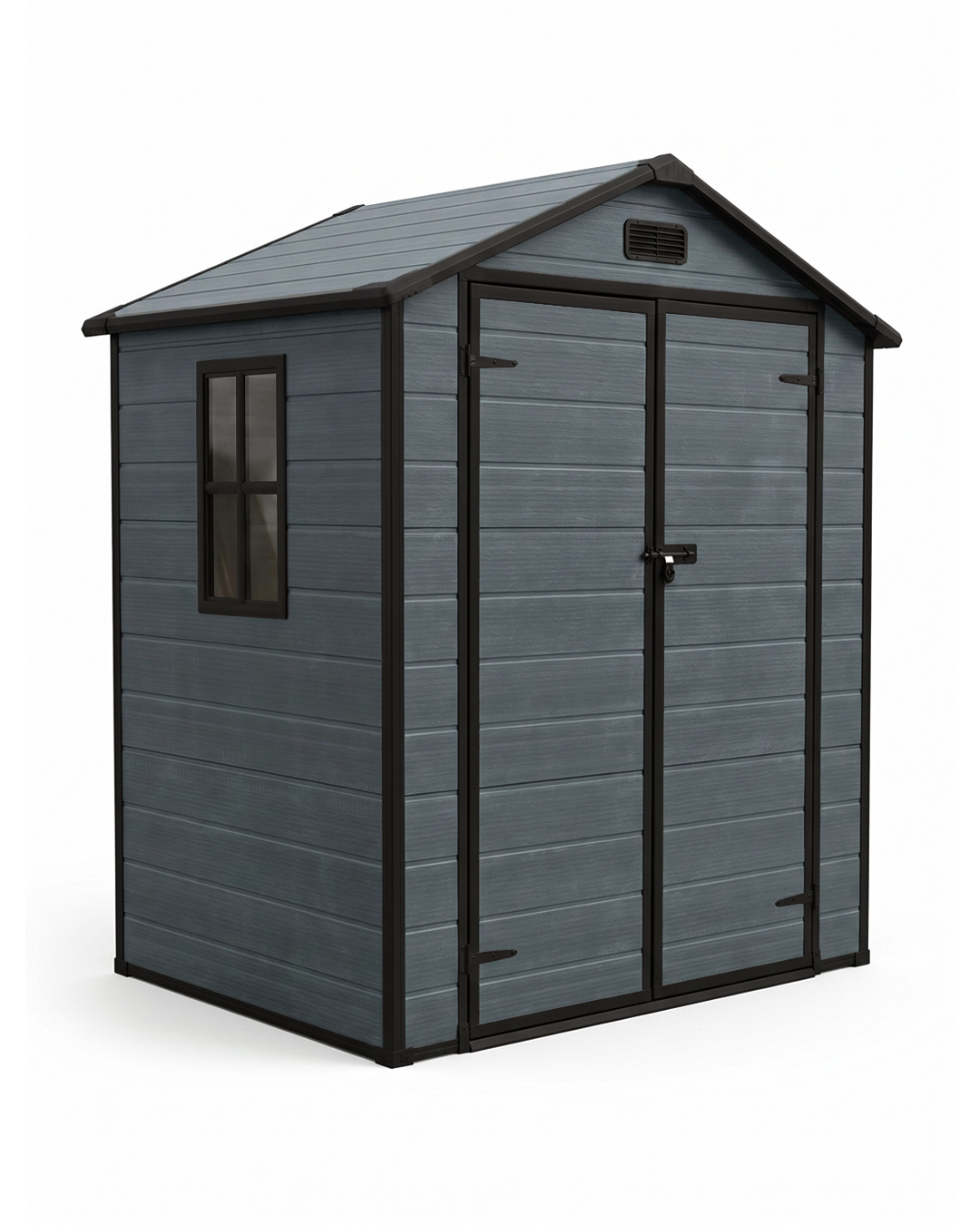 Abri de jardin en PVC pour outils / abri de jardin avec toit à deux pans - Iparo Tana - gris foncé, anthracite, moderne