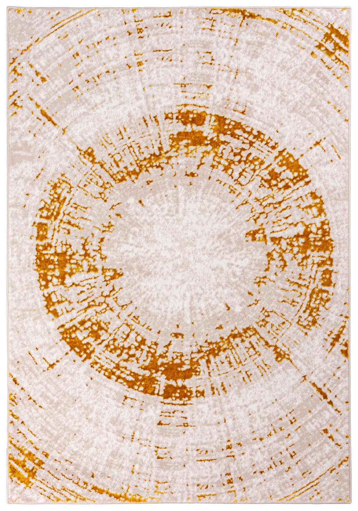 Tapis abstrait moderne PALERMO N328A COKME BEIGE PES GOLD - crème, or