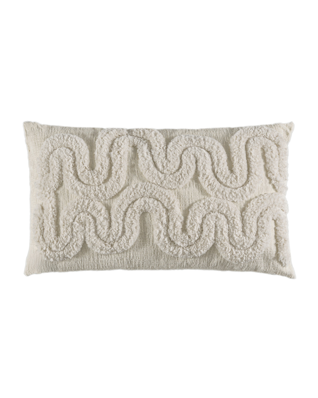 Coussin décoratif avec rembourrage, 30 x 50 cm - Puro Zigzag - brodé, blanc, écru