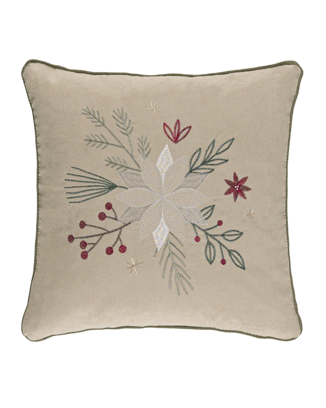 Coussin décoratif avec rembourrage, 45 x 45 cm - Canto Stella - velours, Noël, étoiles, beige