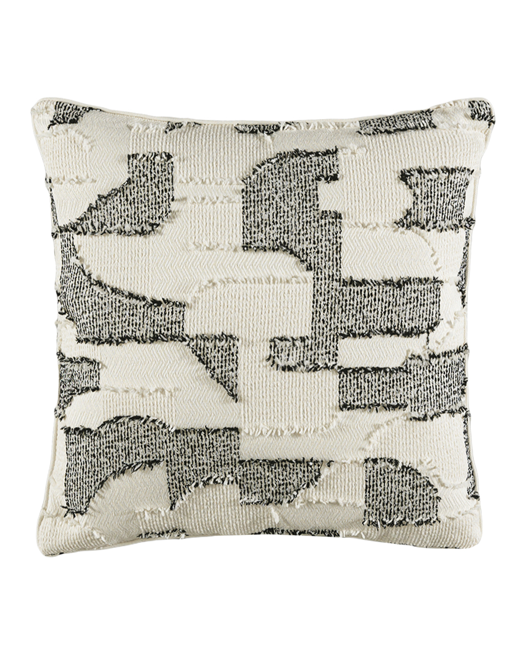 Coussin décoratif avec rembourrage, 45 x 45 cm - Calmo Grigio - jacquard, crème, gris