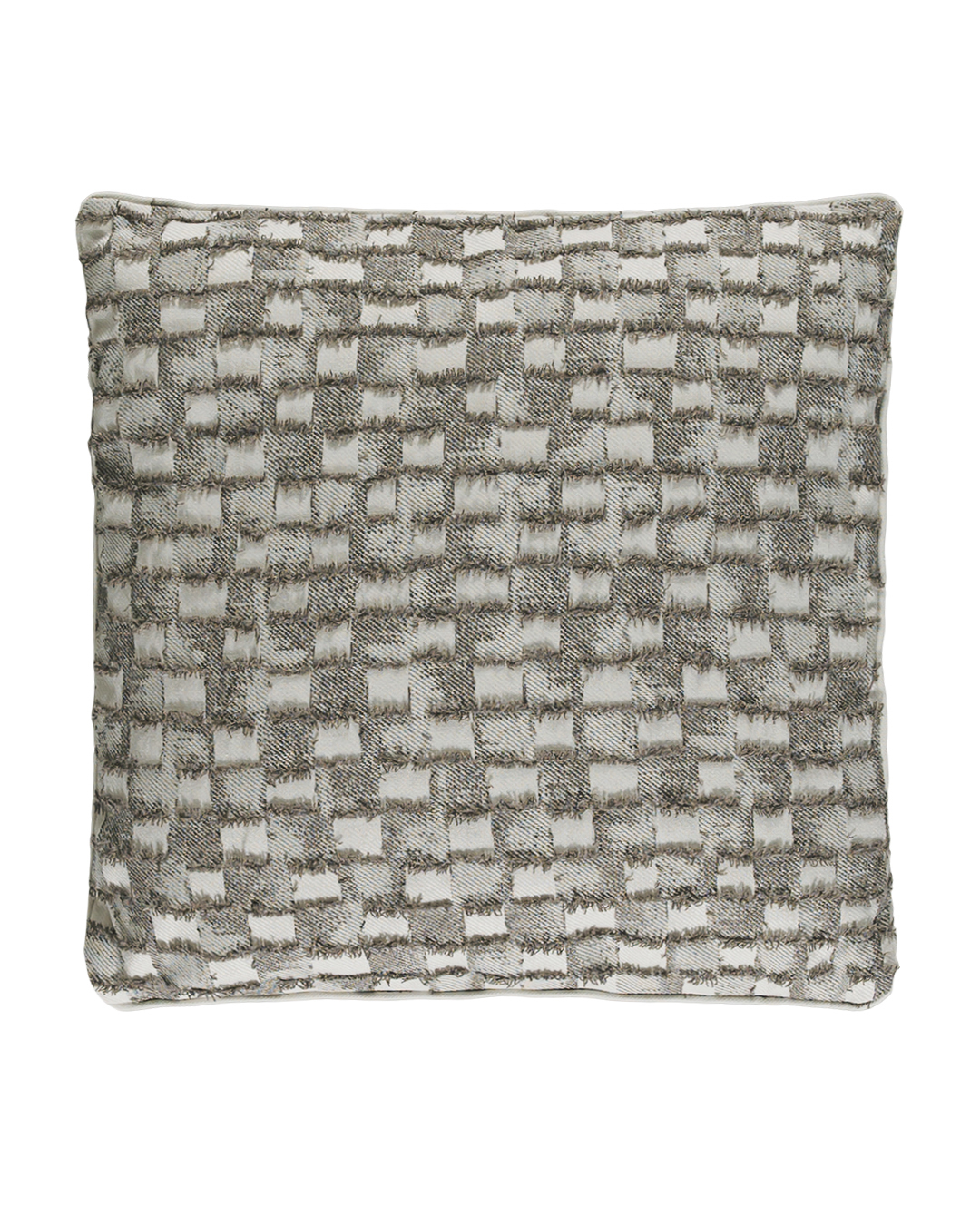 Coussin décoratif avec rembourrage, 45 x 45 cm - Calmo Morbido - jacquard, crème, gris