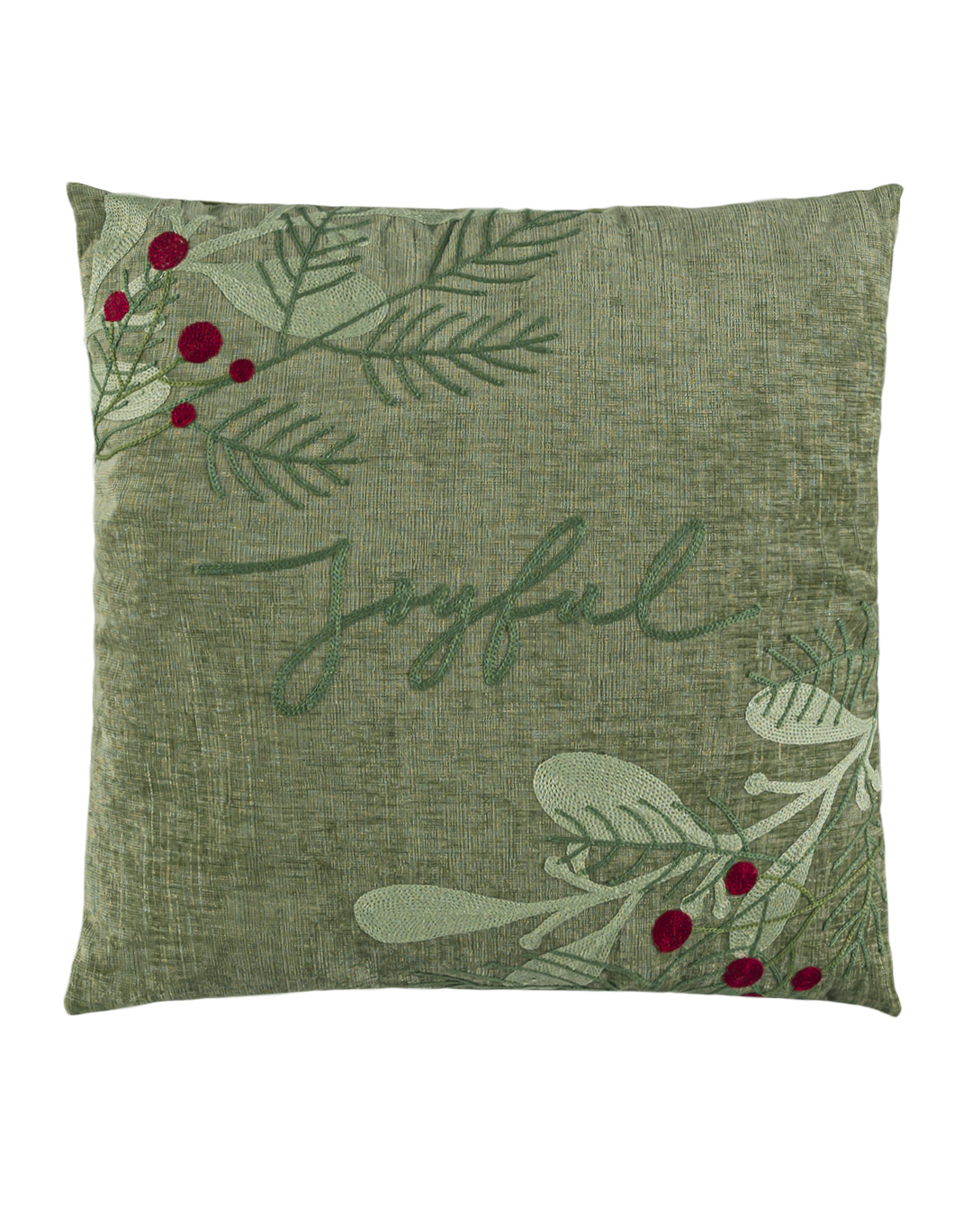 Coussin décoratif avec rembourrage, 45 x 45 cm - Canto Ricco - velours, festif, gui, vert