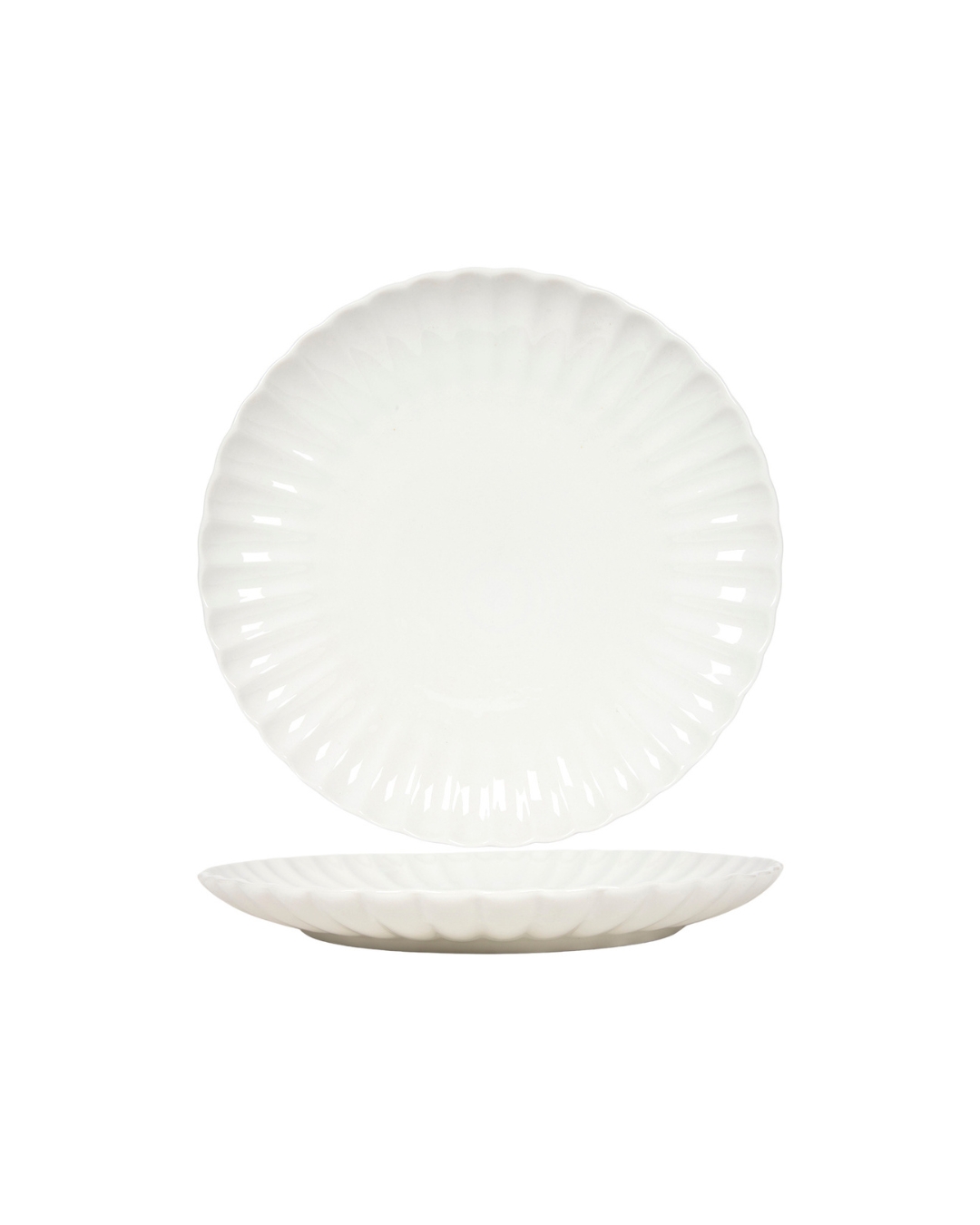 Assiettes plates creuses, 26 cm, lot de 6 – Brillo Brote – céramique, blanc, finition émaillée avec motif floral
