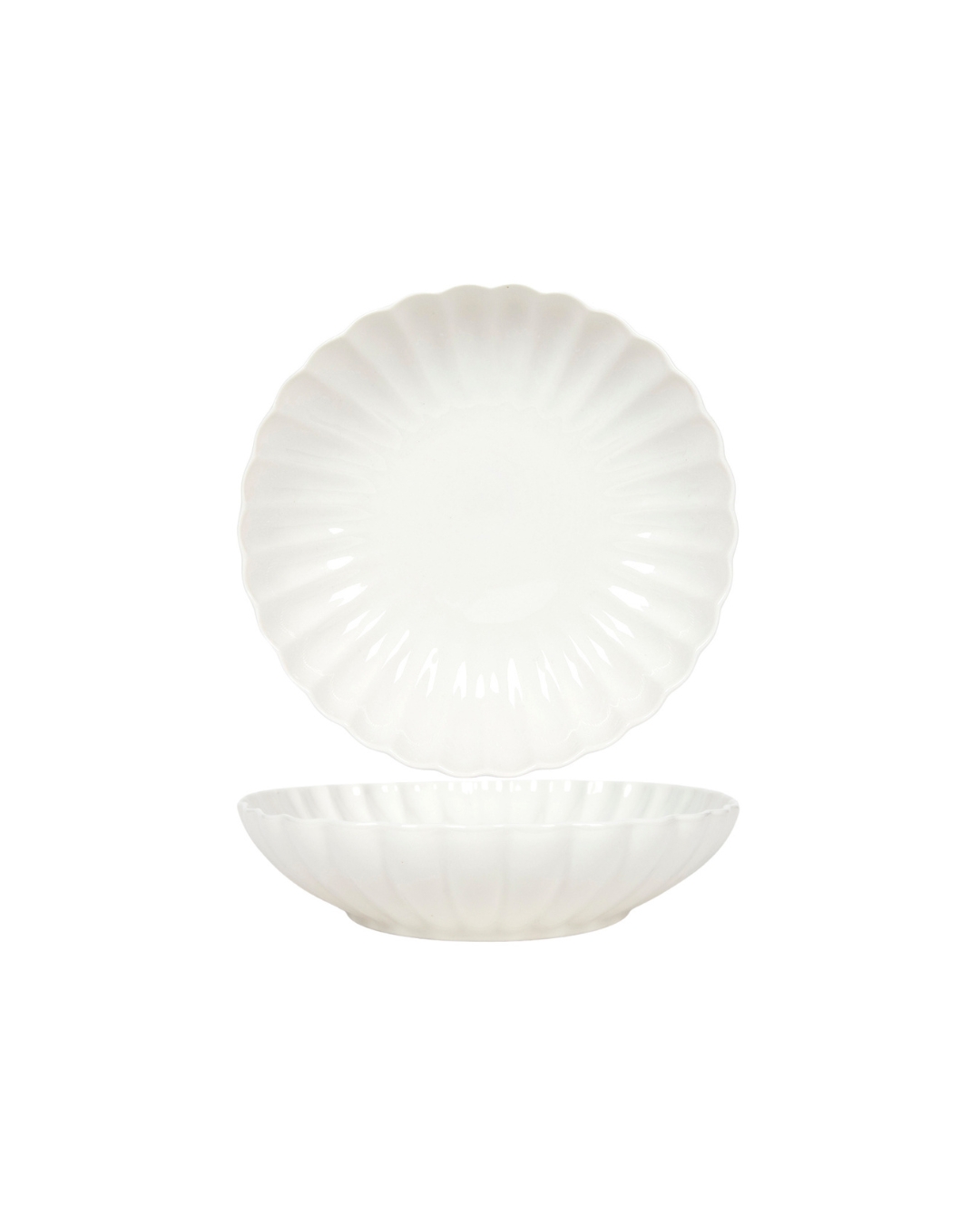 Assiettes creuses à salade, 20 cm, lot de 6 – Brillo Petalo – céramique, blanc, finition émaillée avec motif floral