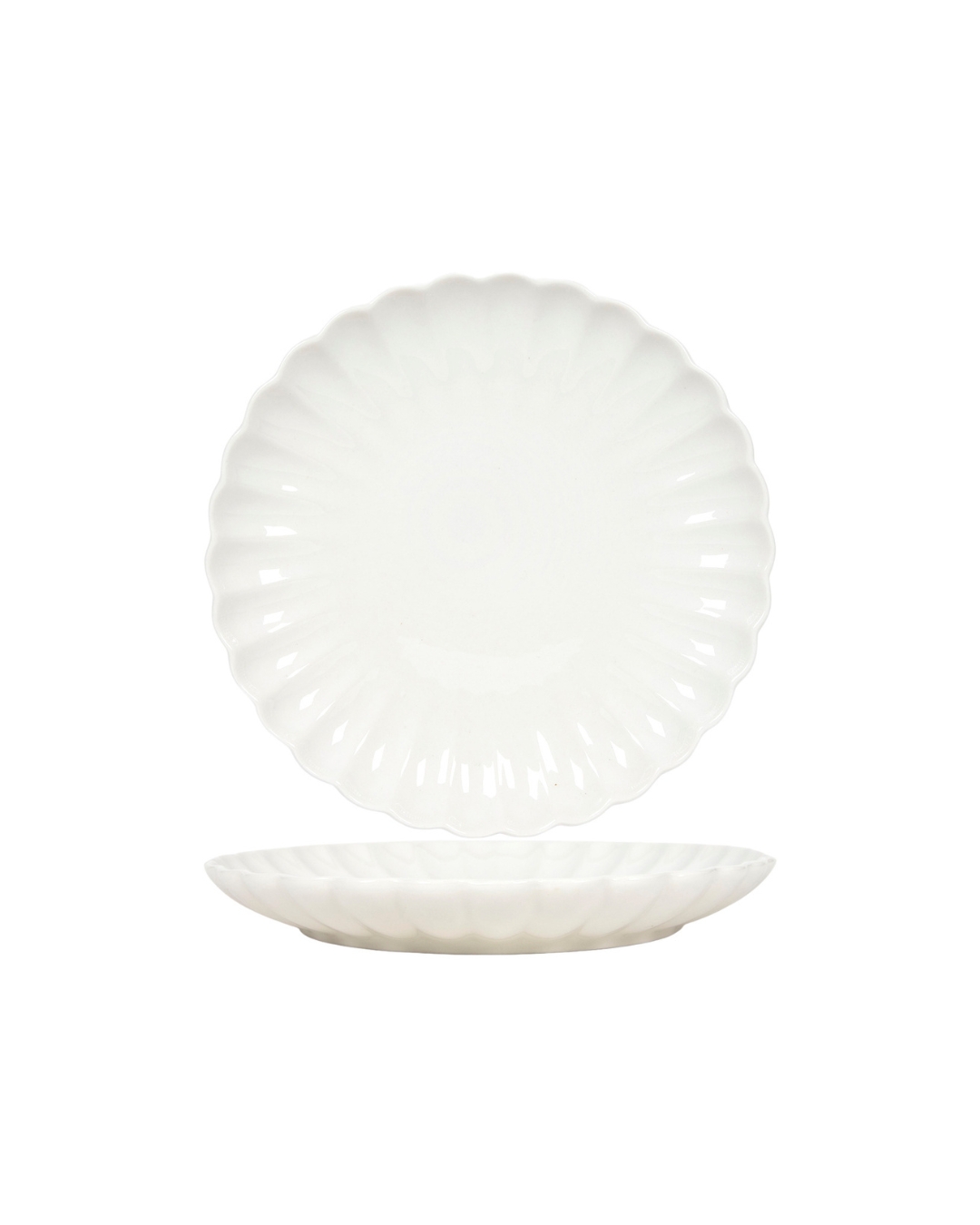 Assiettes à dessert, 20 cm, lot de 6 – Brillo Tallo – céramique, blanc, finition émaillée avec motif floral