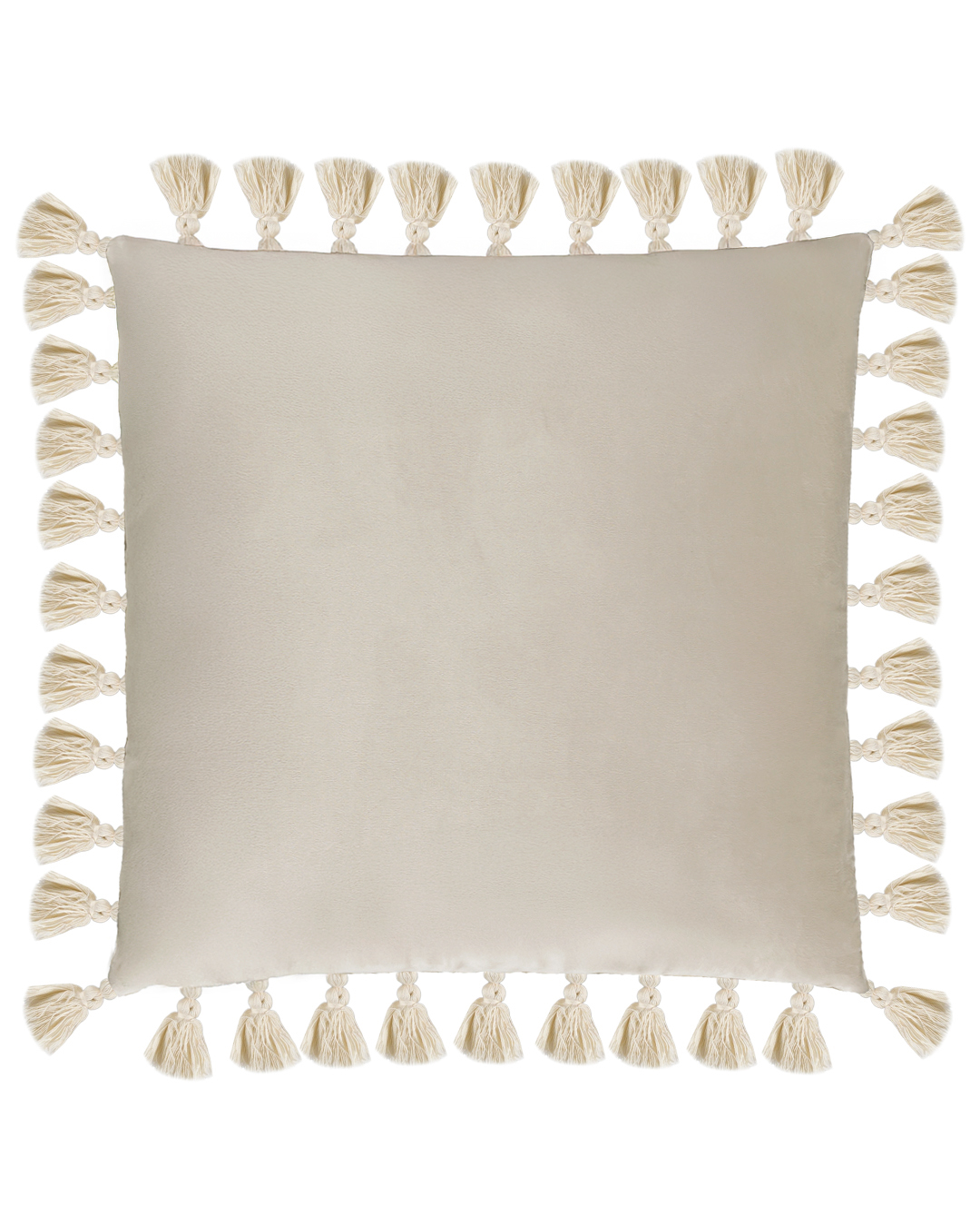 Coussin décoratif avec rembourrage, 45 x 45 cm - Puro Senza - avec franges, crème